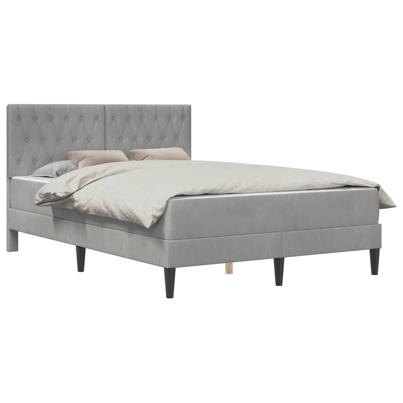 vidaXL Bettgestell mit Matratze Hellgrau 140 x 190 cm Samt