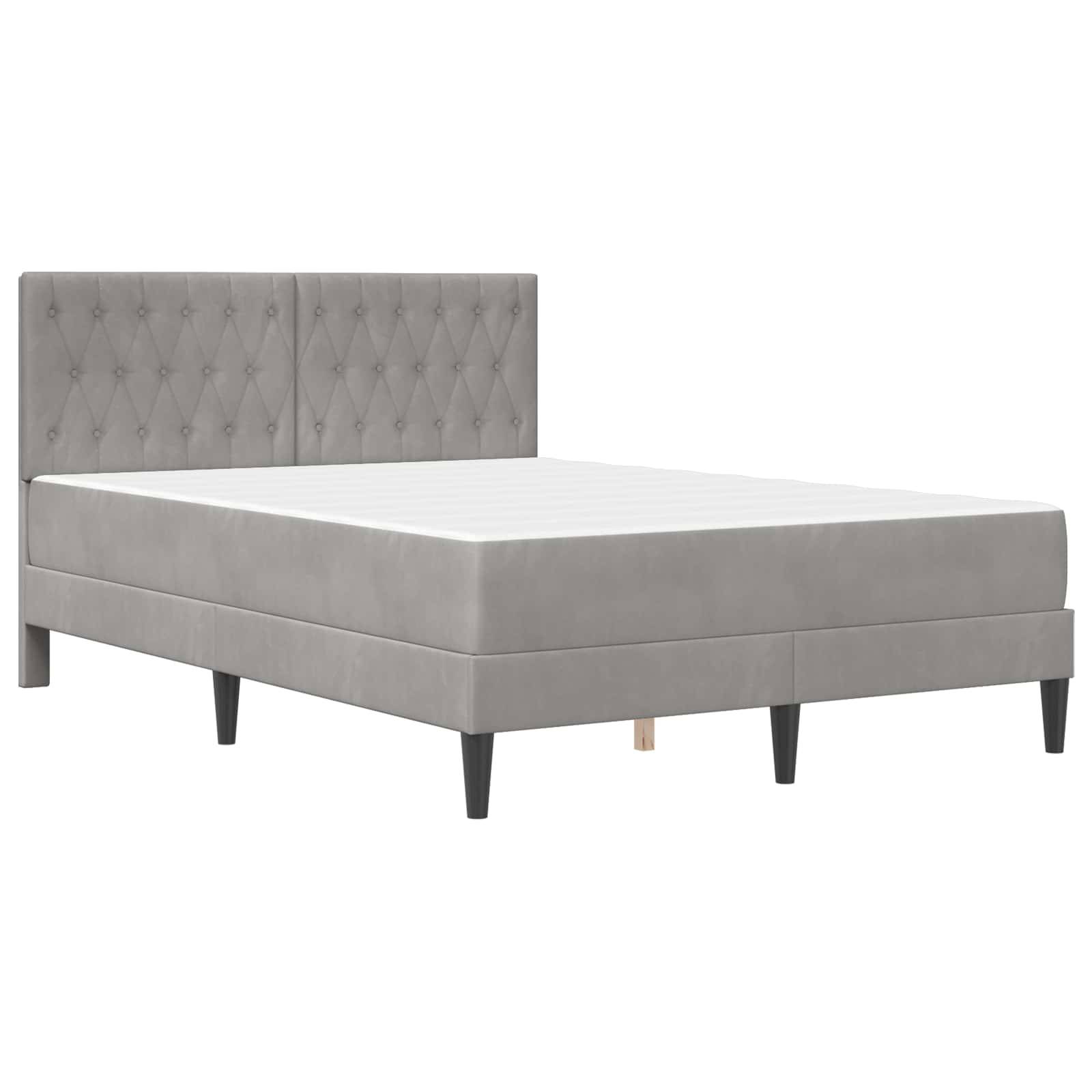 vidaXL Bettgestell mit Matratze Hellgrau 140 x 190 cm Samt