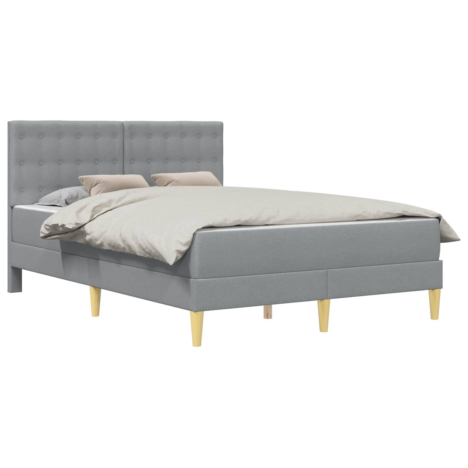 vidaXL Bettgestell mit Matratze Hellgrau 160 x 200 cm Stoff
