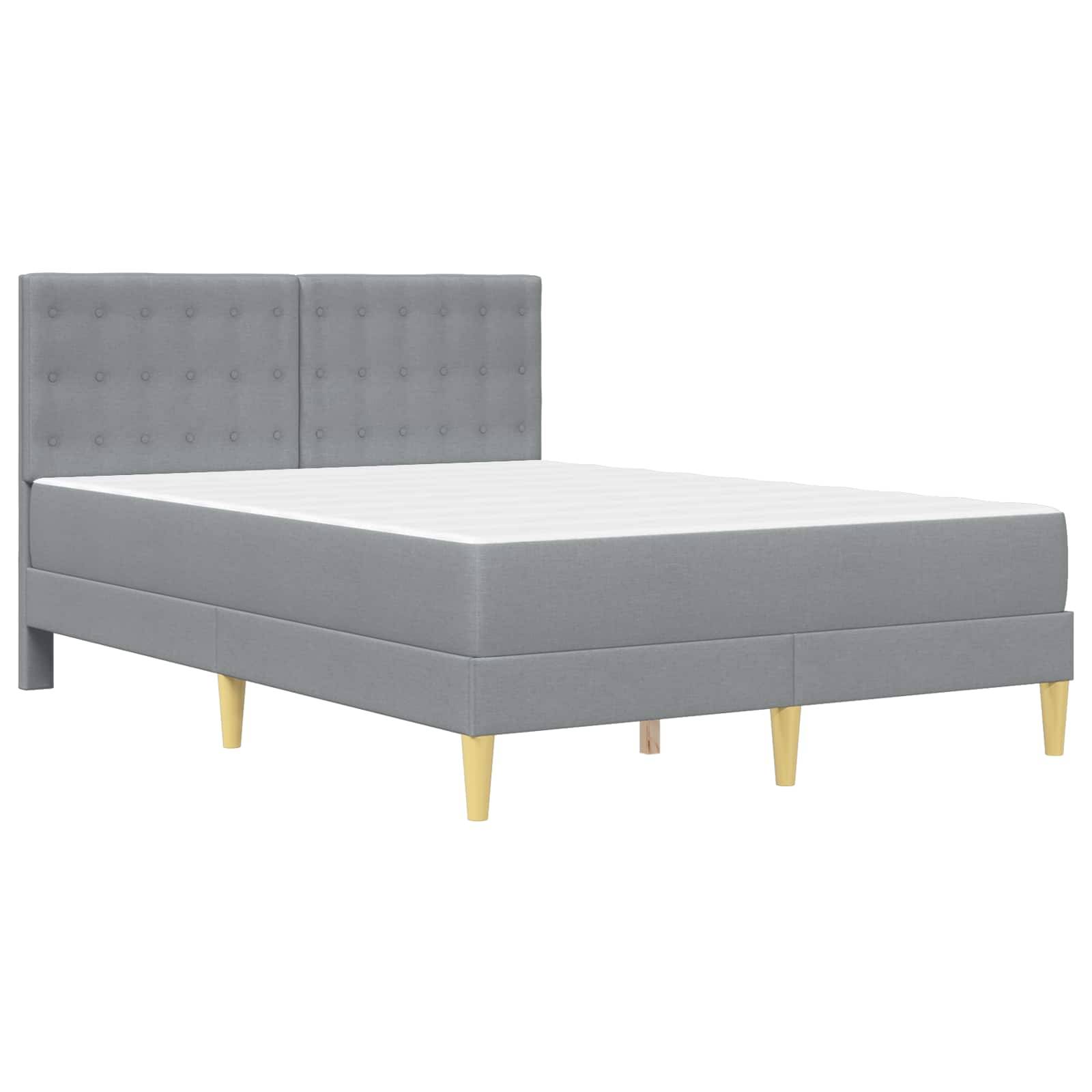 vidaXL Bettgestell mit Matratze Hellgrau 120 x 190 cm Stoff