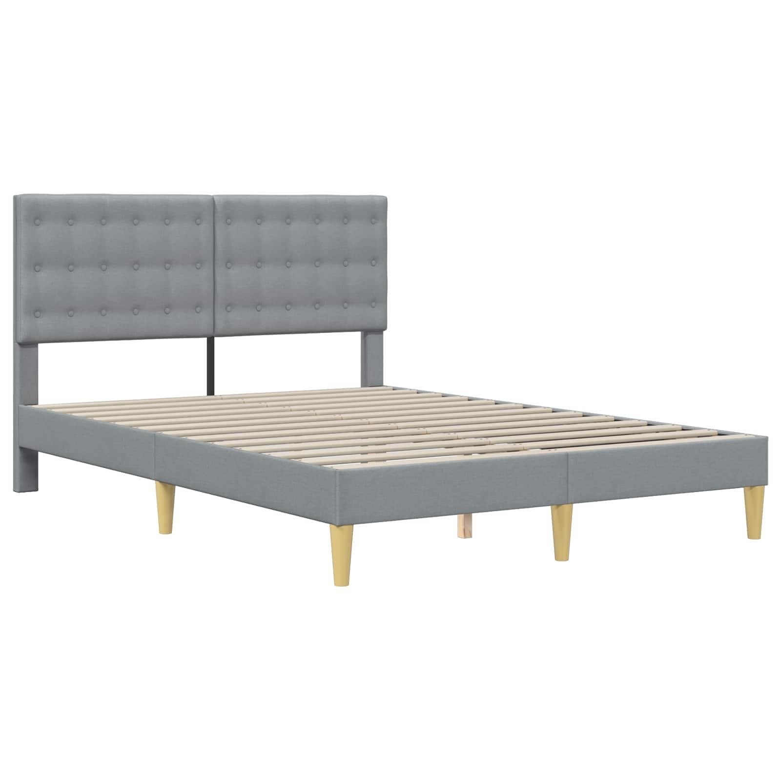 vidaXL Bettrahmen mit Kopfteil Hellgrau 120 x 190 cm Stoff