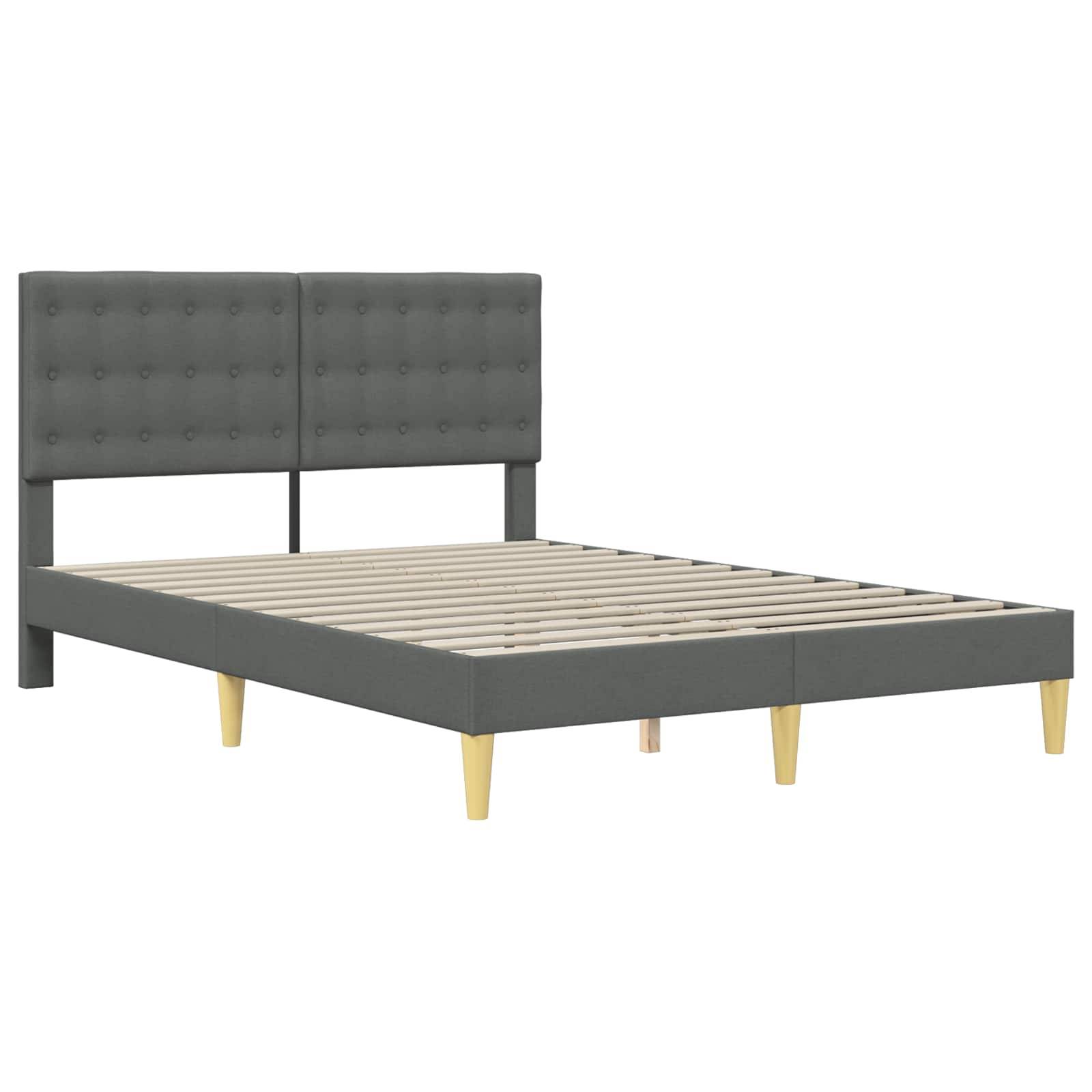 vidaXL Bettgestell mit Matratze Dunkelgrau 160 x 200 cm Stoff