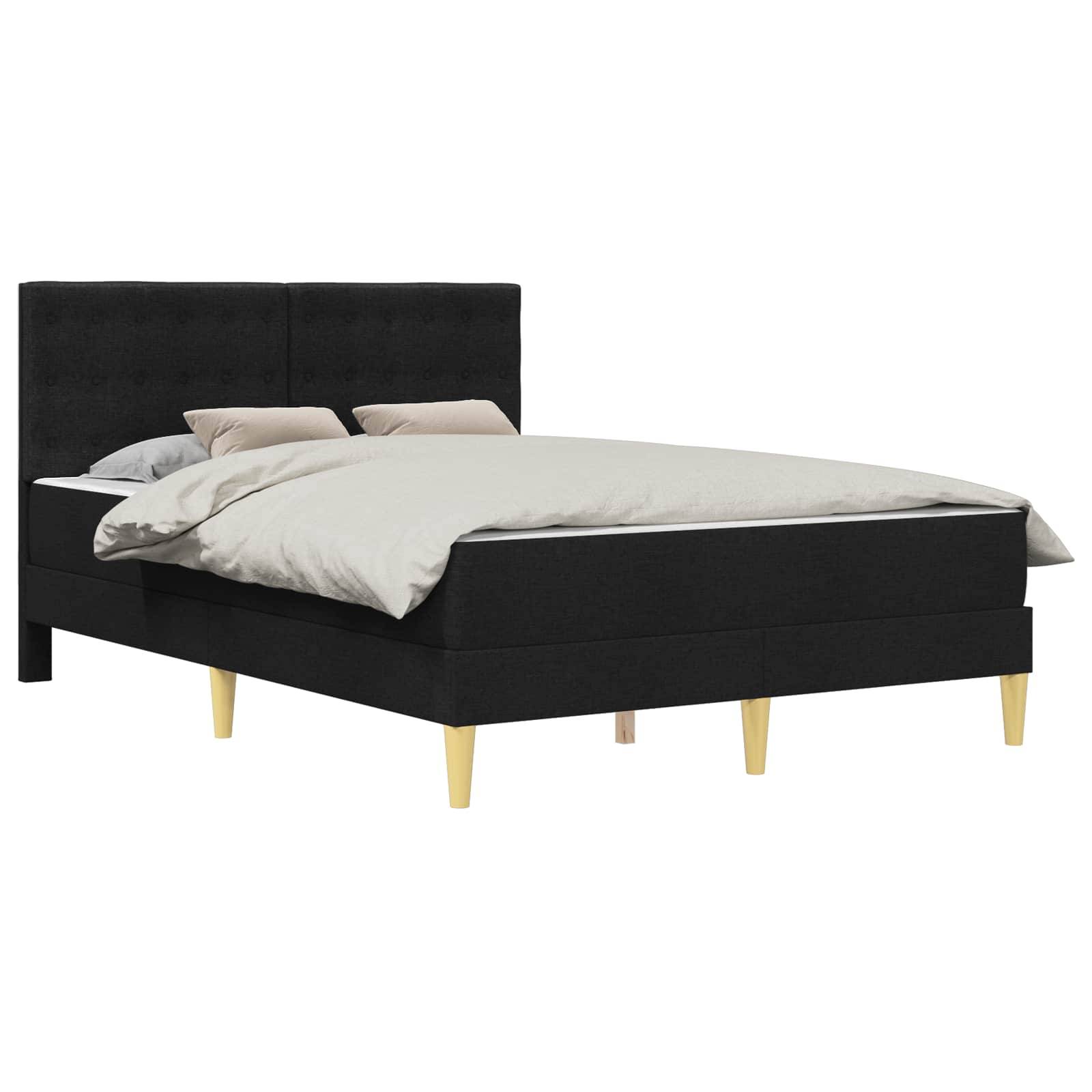 vidaXL Bettgestell mit Matratze Schwarz 140 x 200 cm Stoff
