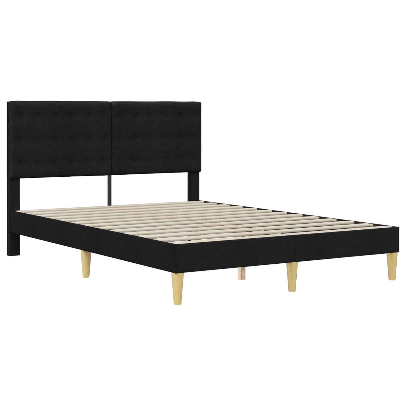 vidaXL Bettrahmen mit Kopfteil Schwarz 140 x 190 cm Stoff