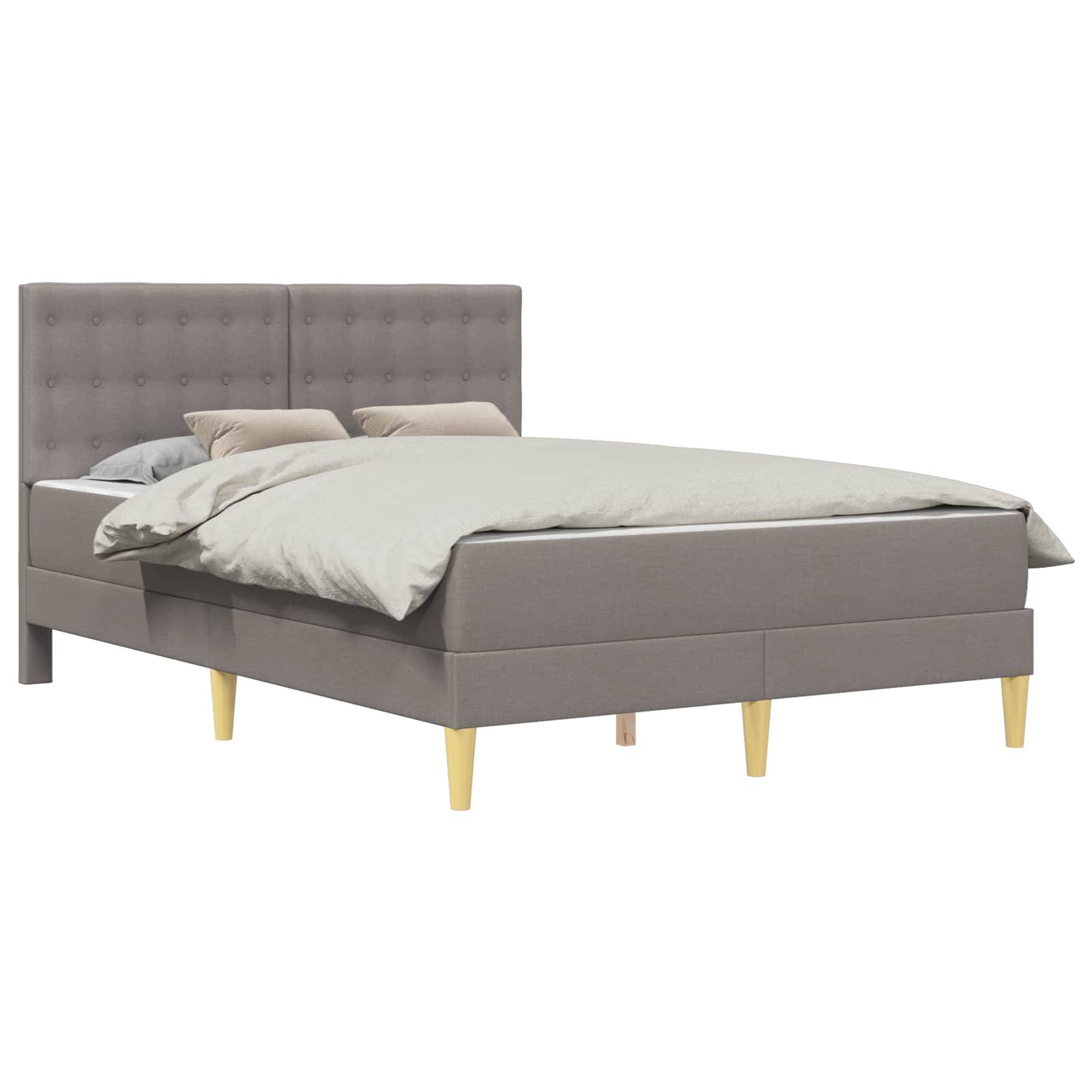 vidaXL Bettgestell mit Matratze mit Kopfteil Taupe 160 x 200 cm Stoff