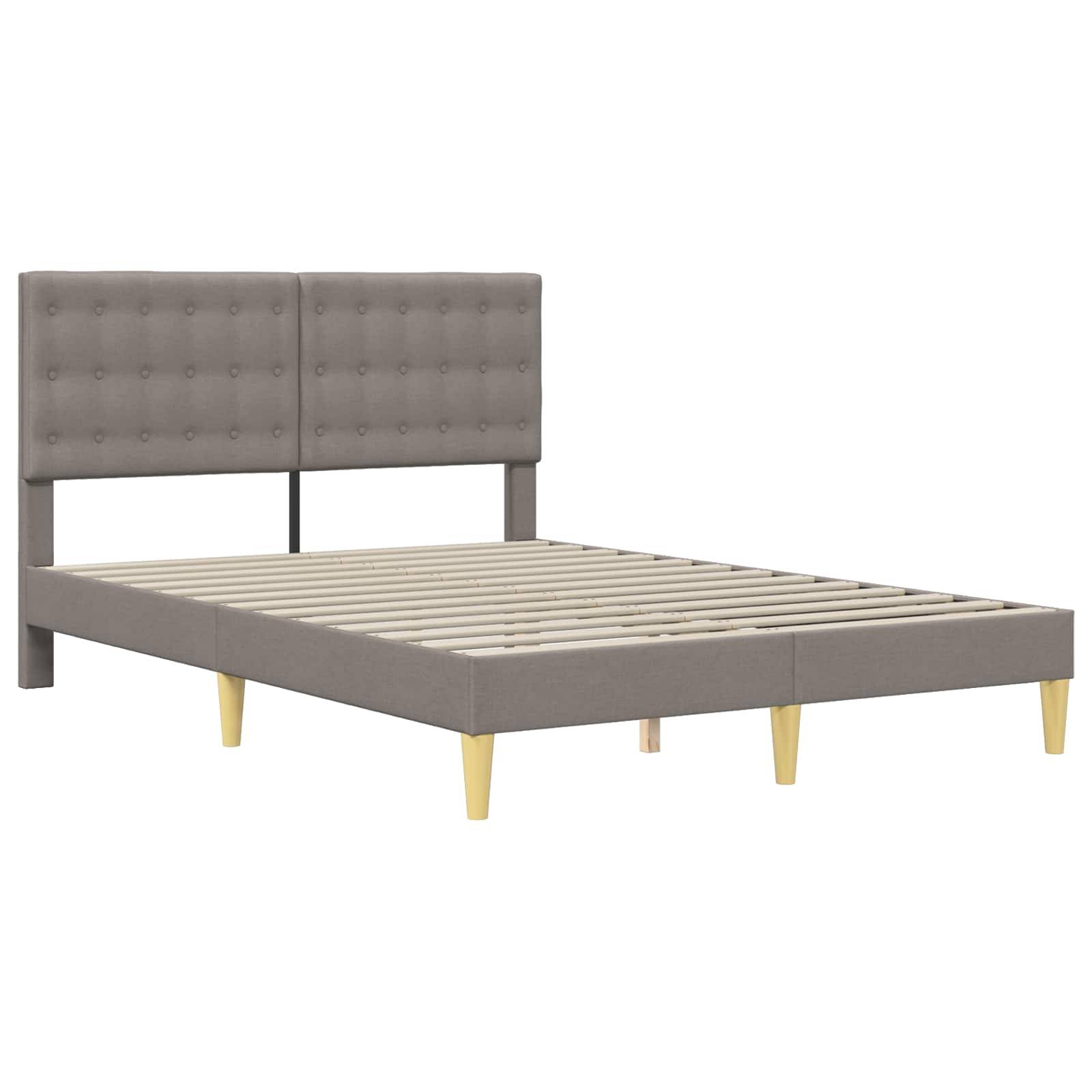 vidaXL Bettrahmen mit Kopfteil Taupe 140 x 190 cm Stoff