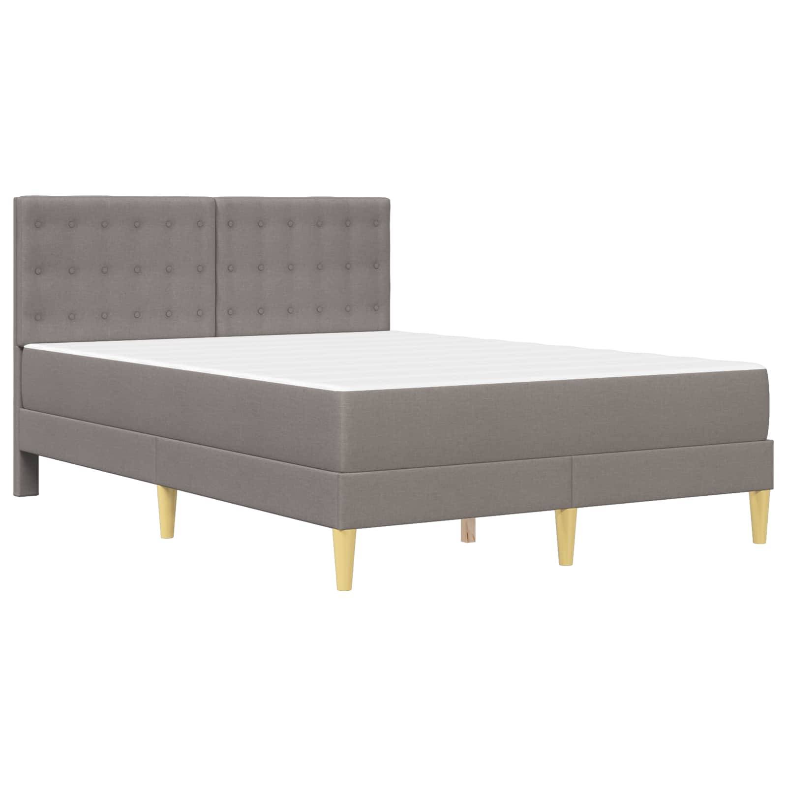 vidaXL Bettgestell mit Matratze mit Kopfteil Taupe 140 x 200 cm Stoff