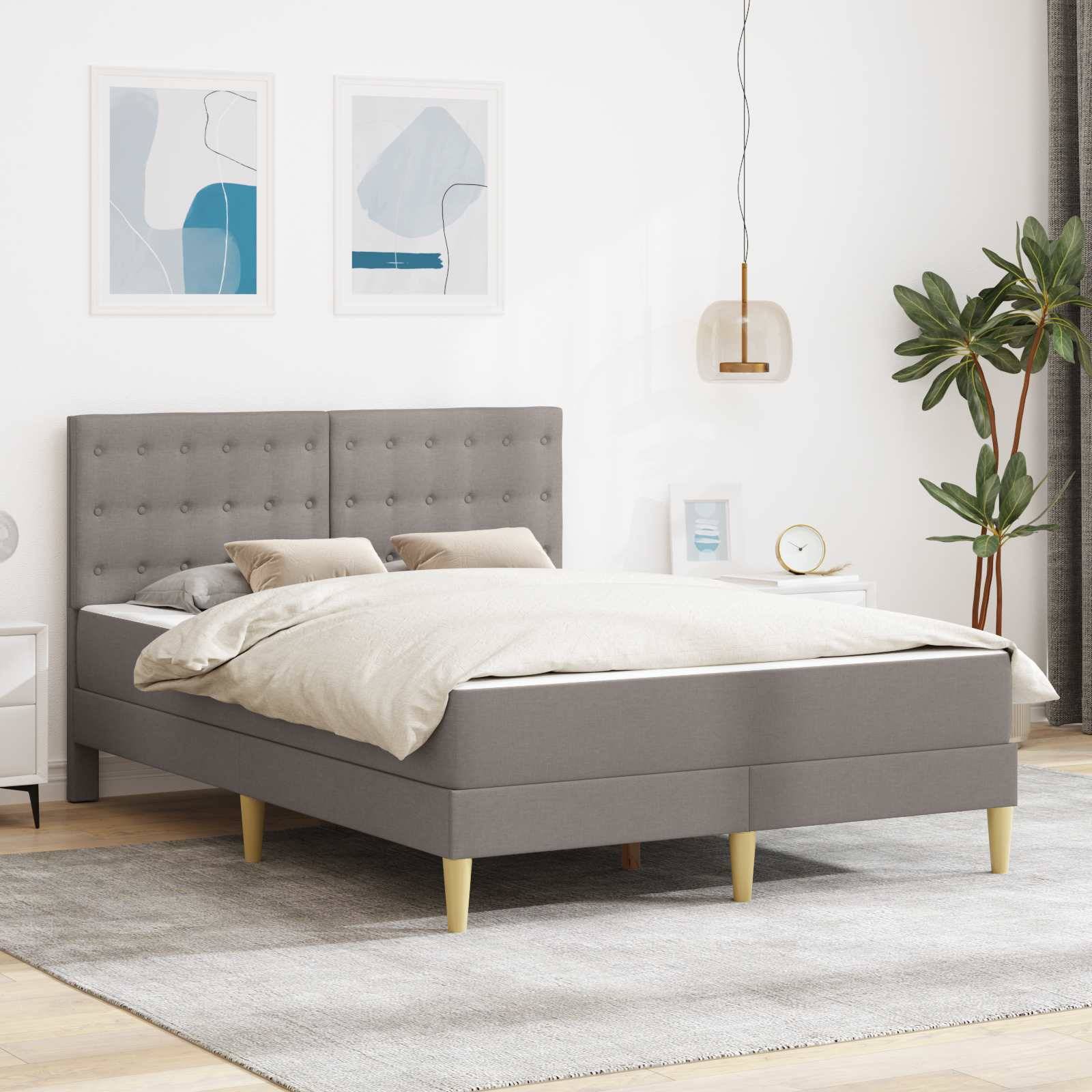 vidaXL Bettgestell mit Matratze mit Kopfteil Taupe 120 x 190 cm Stoff