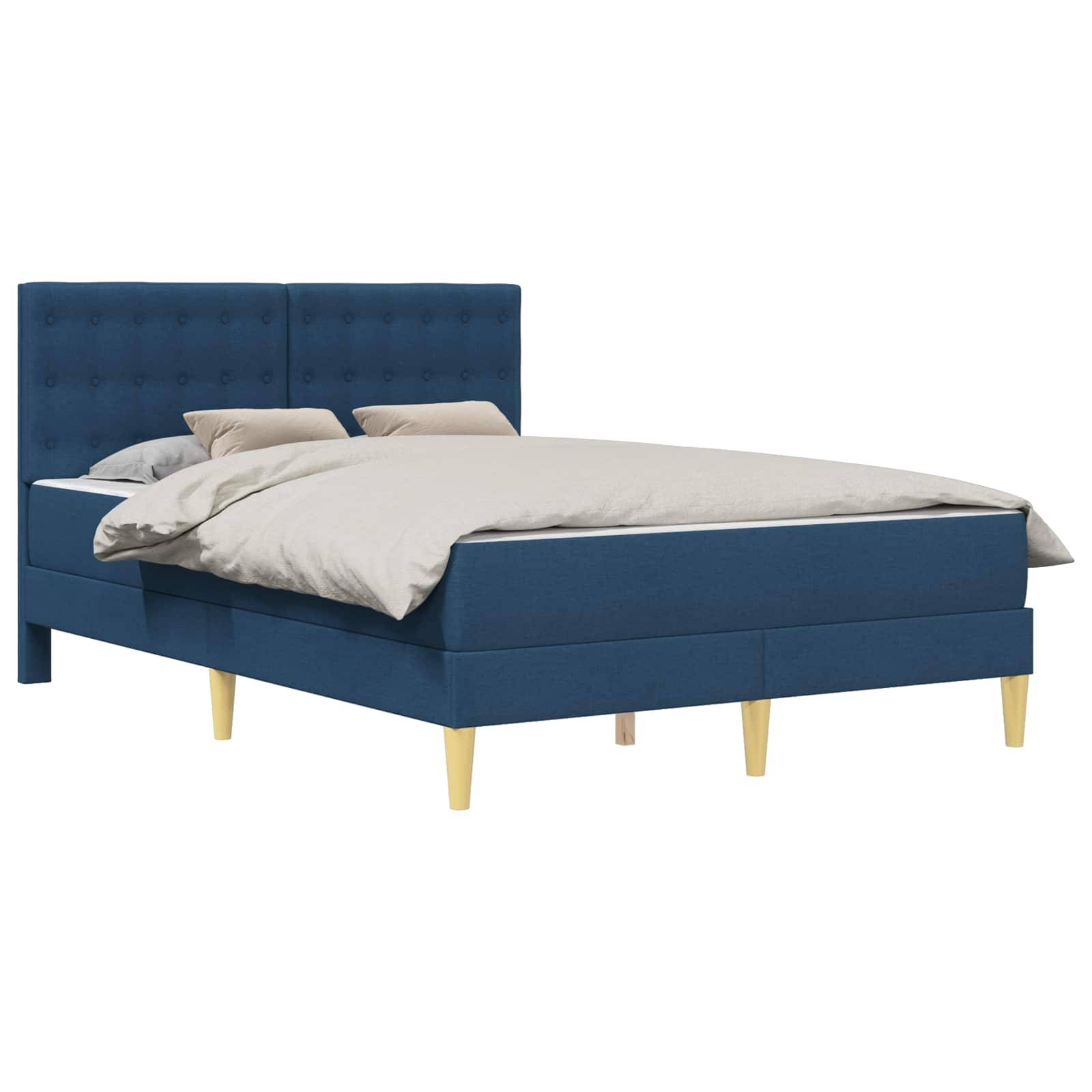 vidaXL Bettgestell mit Matratze mit Kopfteil Blau 120 x 190 cm Stoff