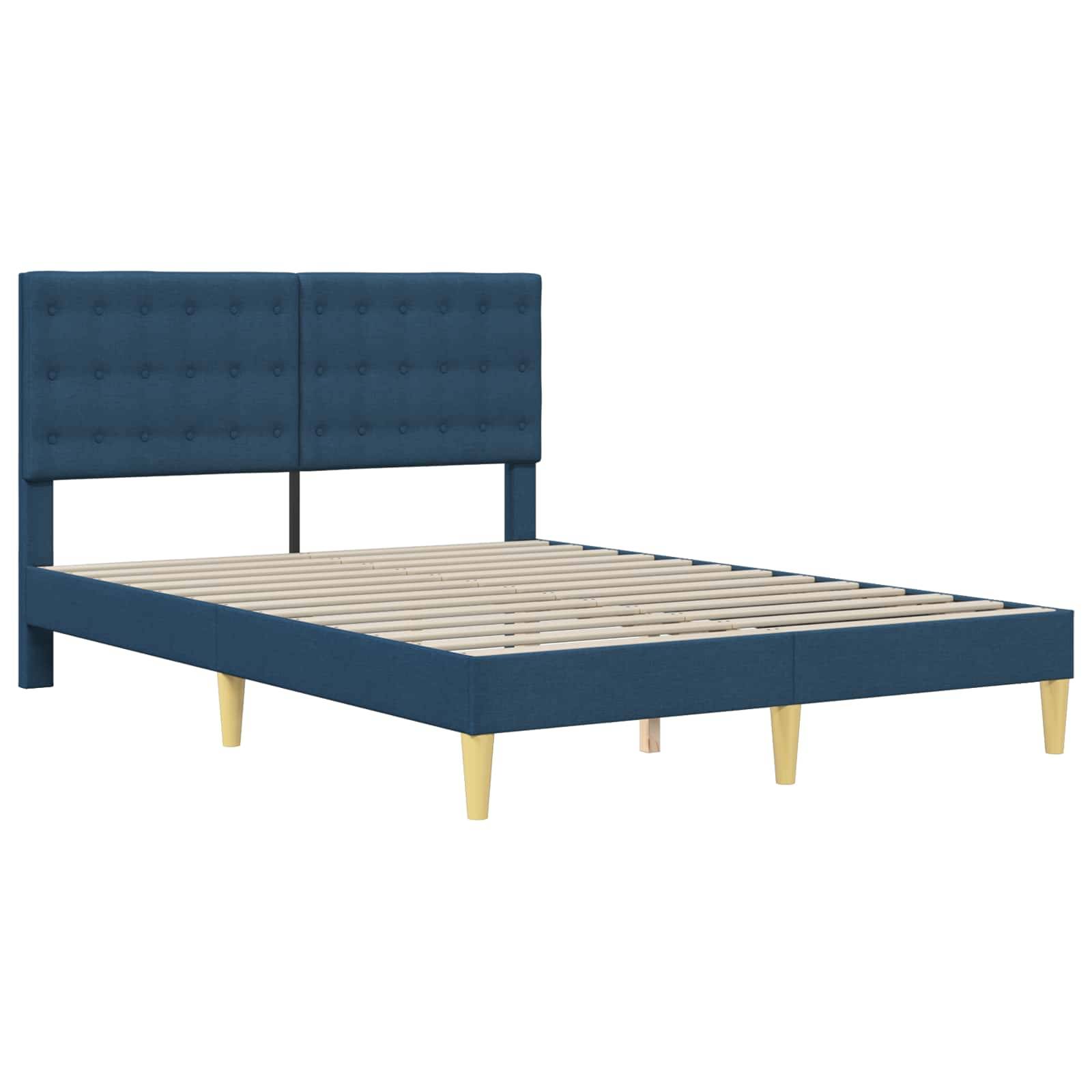 vidaXL Bettrahmen mit Kopfteil Blau 160 x 200 cm Stoff