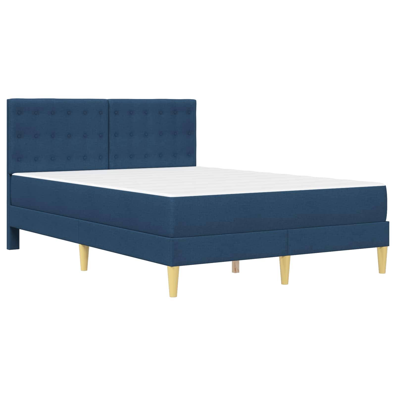 vidaXL Bettgestell mit Matratze mit Kopfteil Blau 120 x 190 cm Stoff