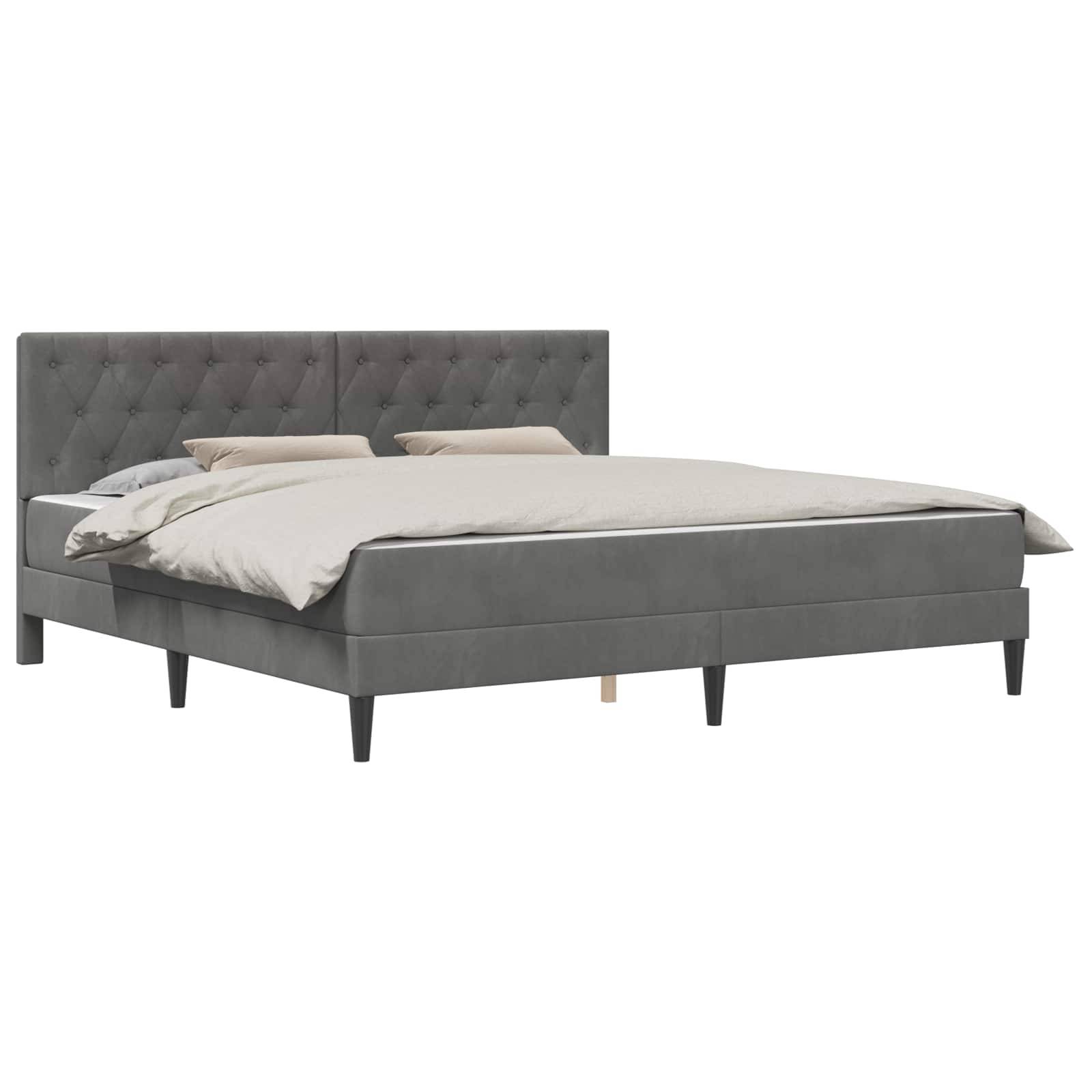 vidaXL Bettgestell mit Matratze Dunkelgrau 180 x 200 cm Samt