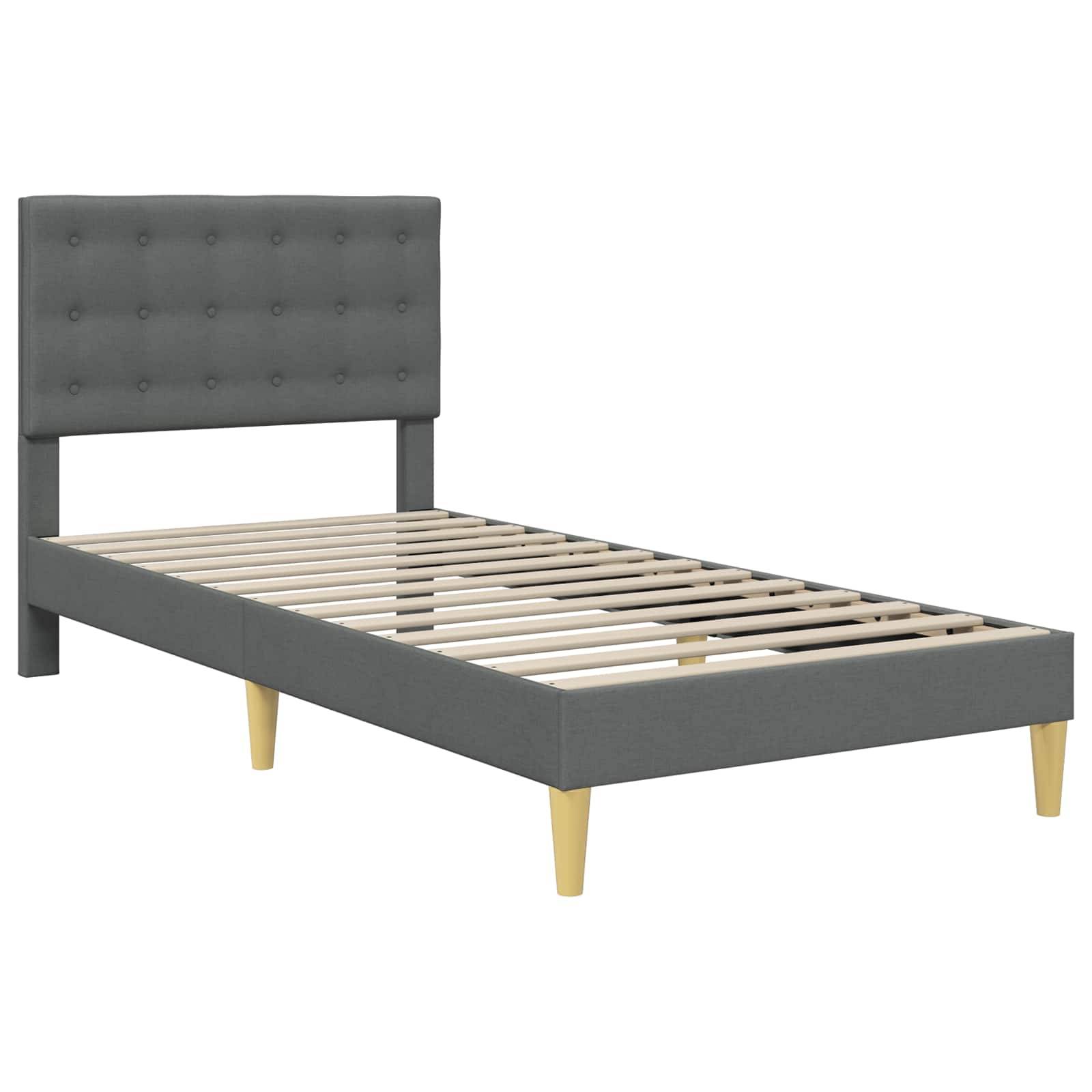 vidaXL Bettrahmen mit Kopfteil Dunkelgrau 90 x 190 cm Stoff