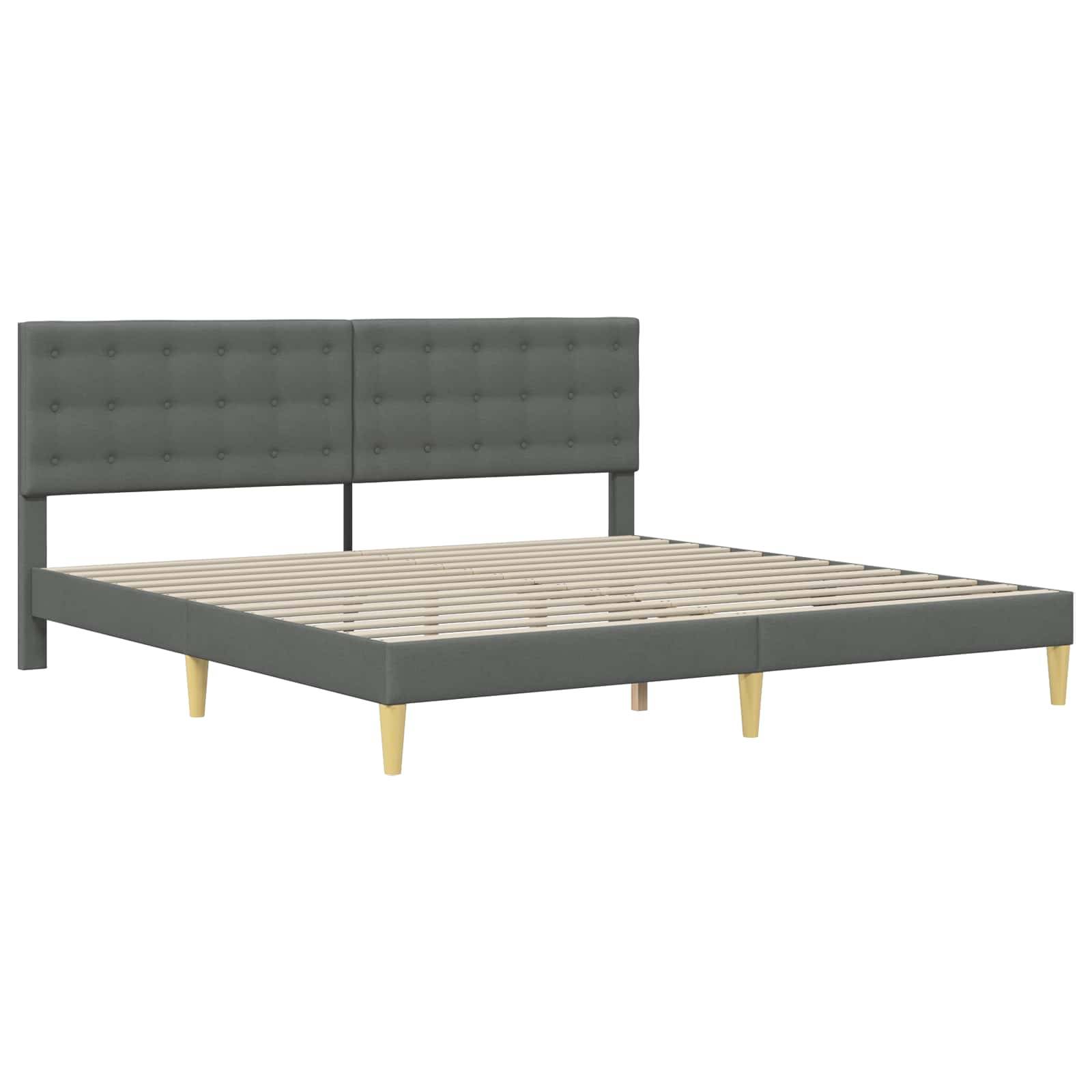 vidaXL Bettrahmen mit Kopfteil Dunkelgrau 200 x 200 cm Stoff