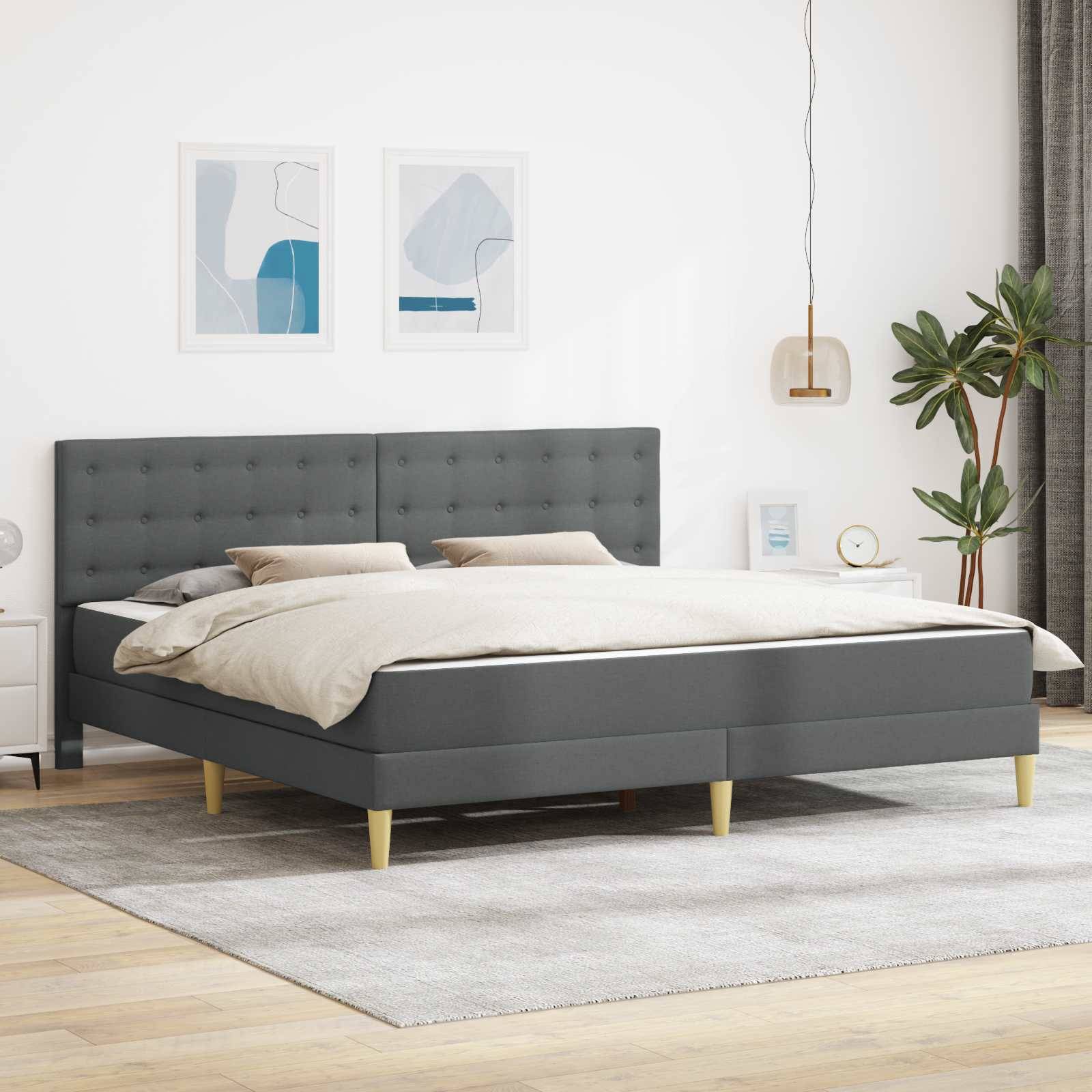 vidaXL Bettgestell mit Matratze Dunkelgrau 180 x 200 cm Stoff