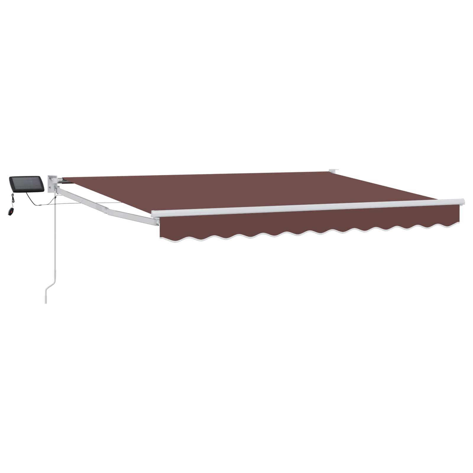 vidaXL Manuelle Gelenkarmmarkise mit LEDs Braun und Weiß 3,5 x 2,5 m