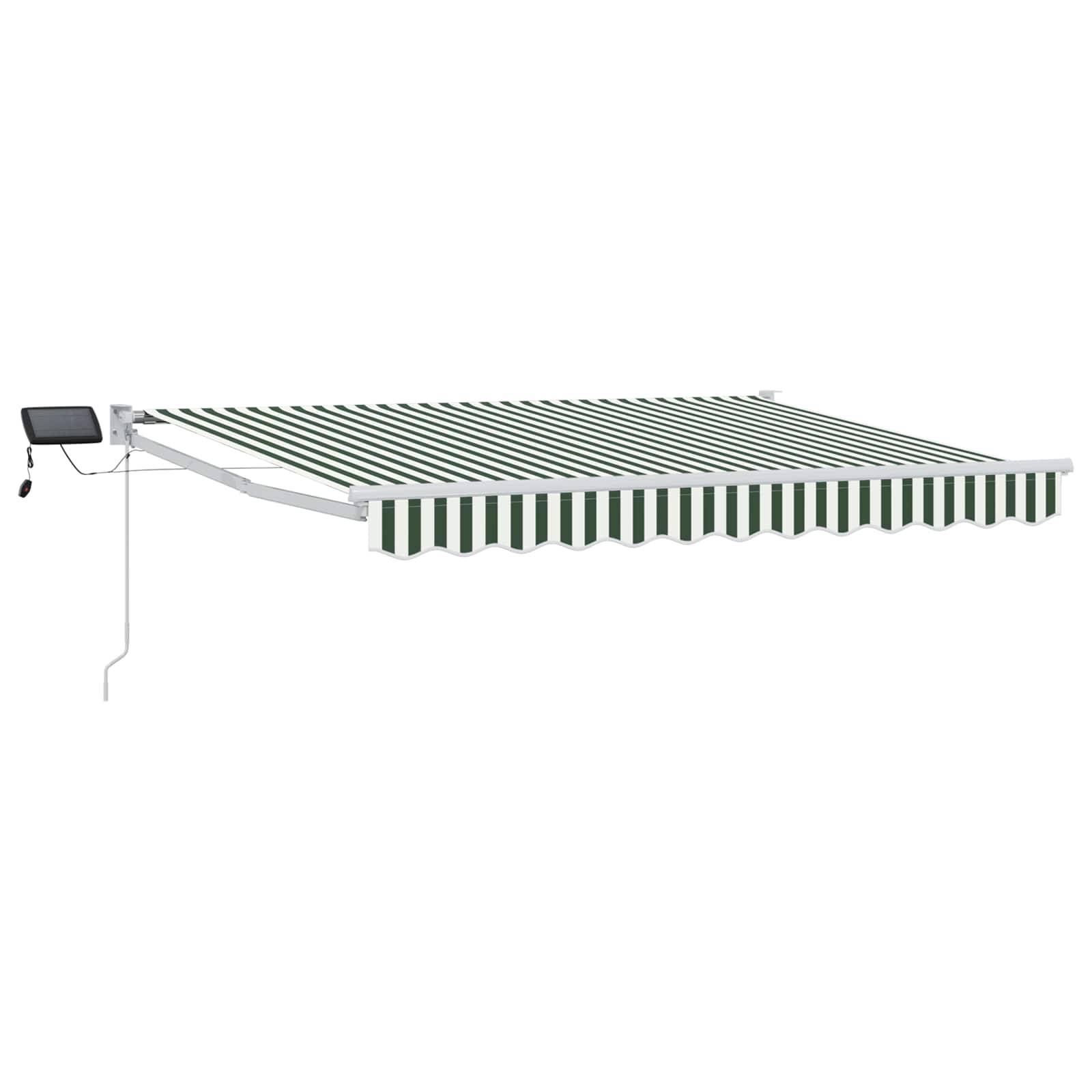 vidaXL Manuelle Gelenkarmmarkise mit LEDs Grün und Weiß 3,5 x 2,5 m