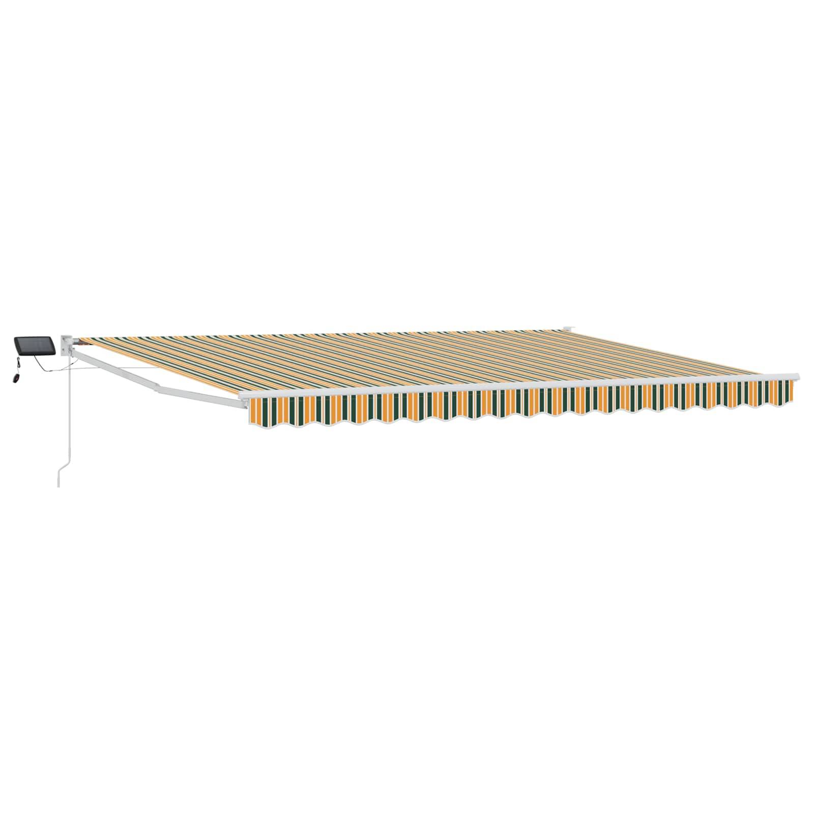 vidaXL Manuelle Gelenkarmmarkise mit LEDs Grün, Gelb, Weiß 4,5 × 3 m