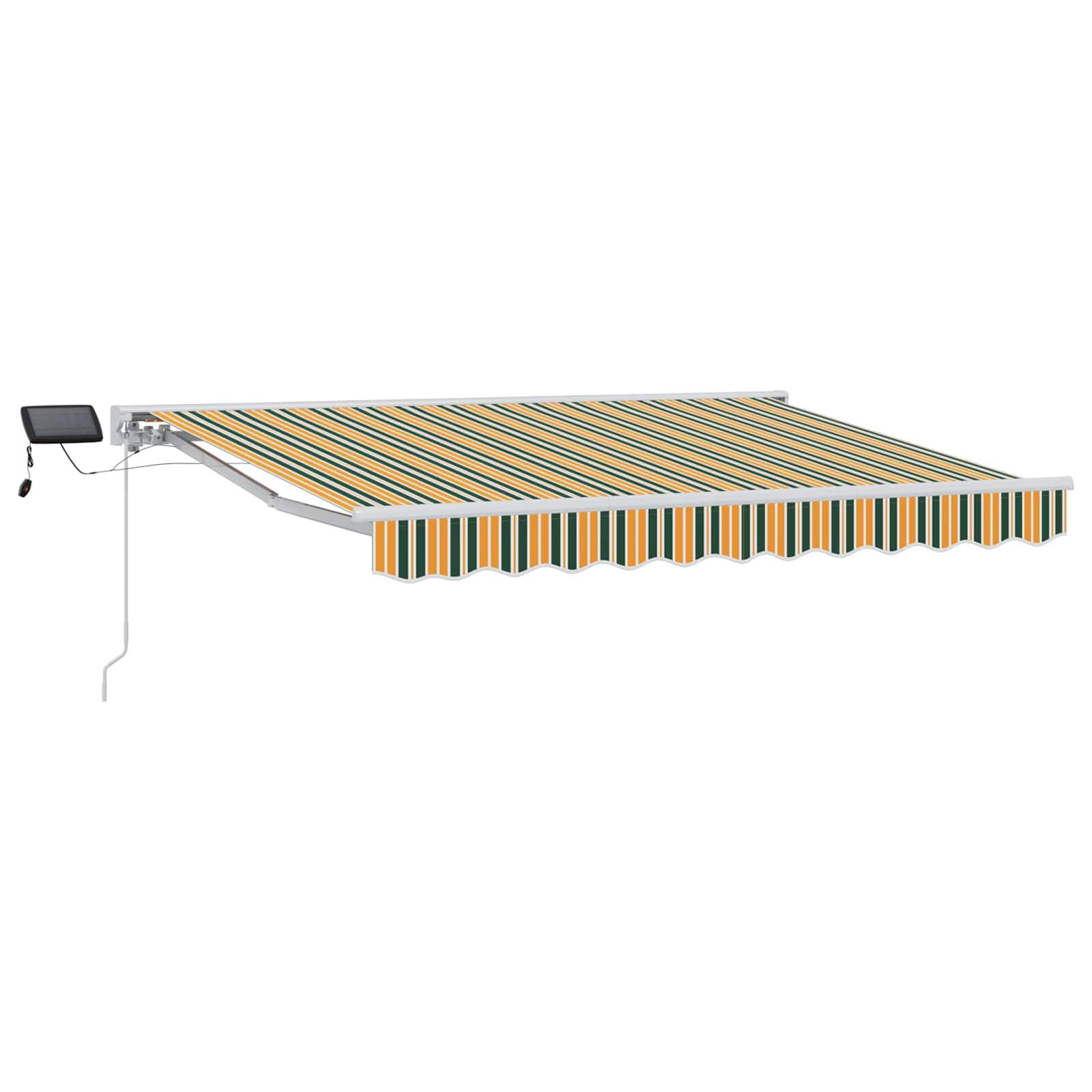 vidaXL Manueller Markisenrahmen mit LEDs Grün, Gelb, Weiß 3 x 2,5 m