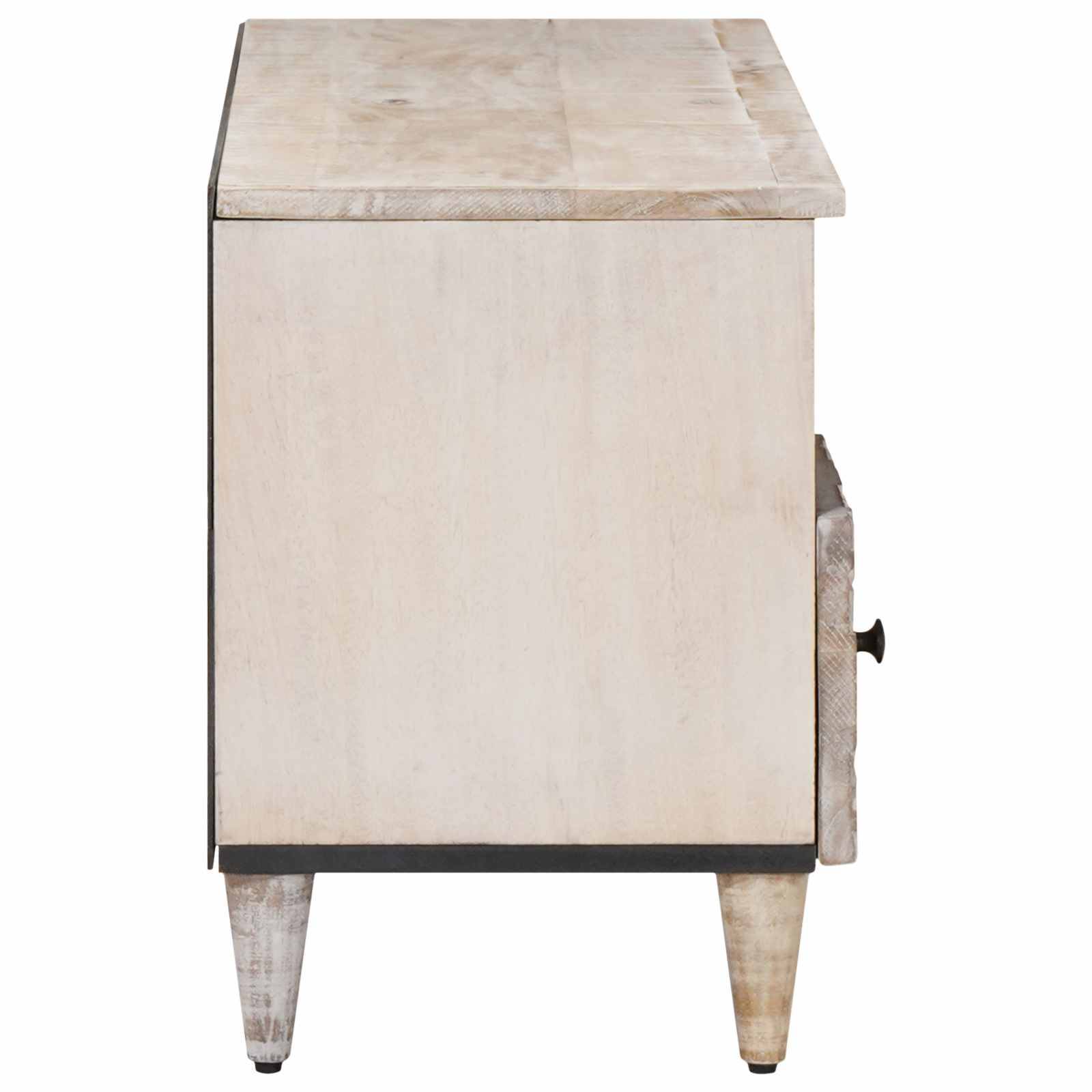 vidaXL TV-Schränk mit Regal Weiß 100 x 33,5 x 46 cm Massivholz Mango