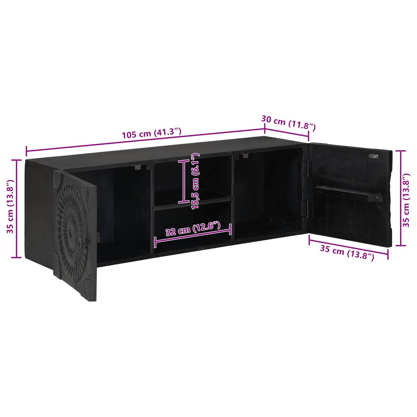 vidaXL TV-Schränk mit Regal mit Speicher Schwarz 105 x 30 x 35 cm