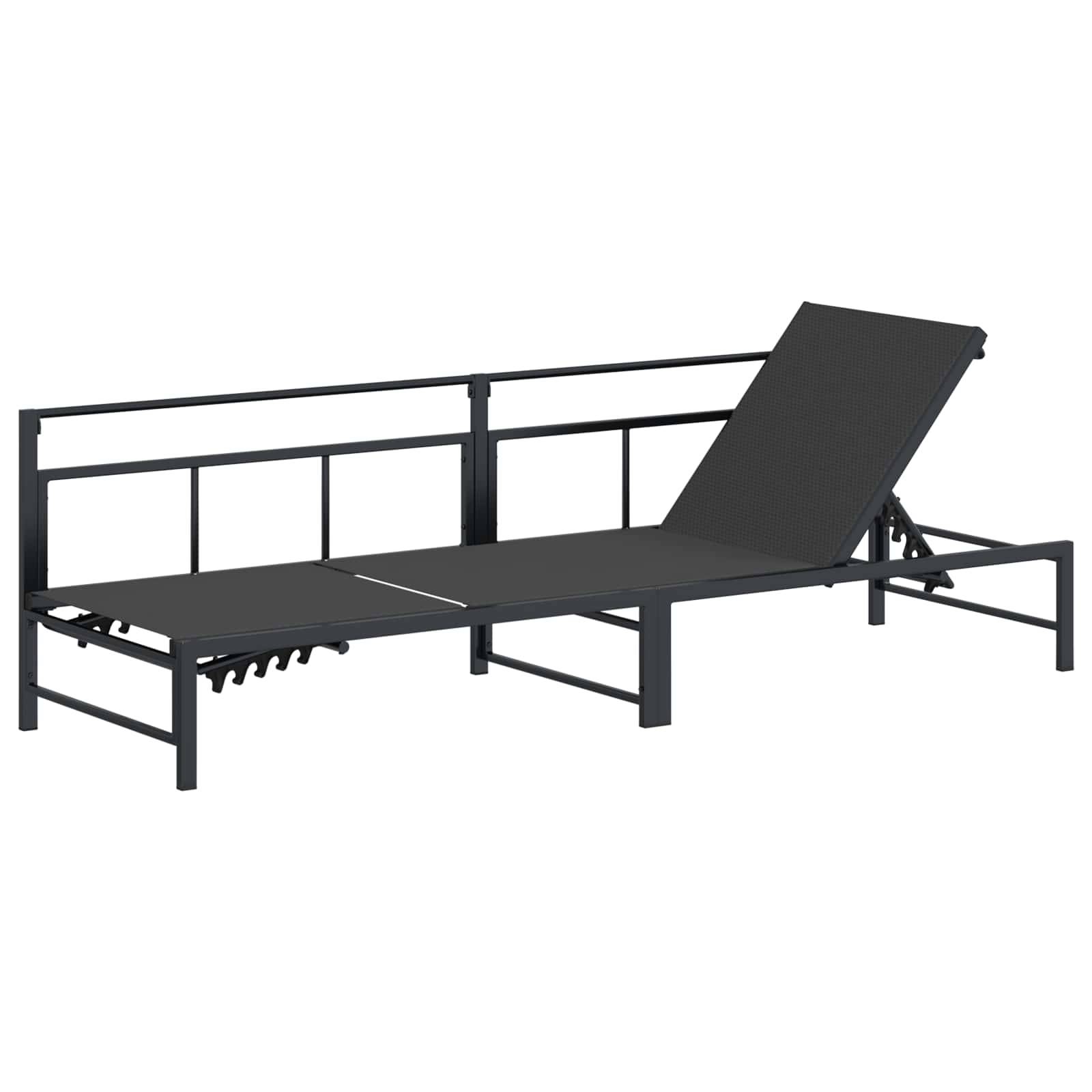 vidaXL Sonnenliege Schwarz 200 x 62 x 59,5 cm Textilene