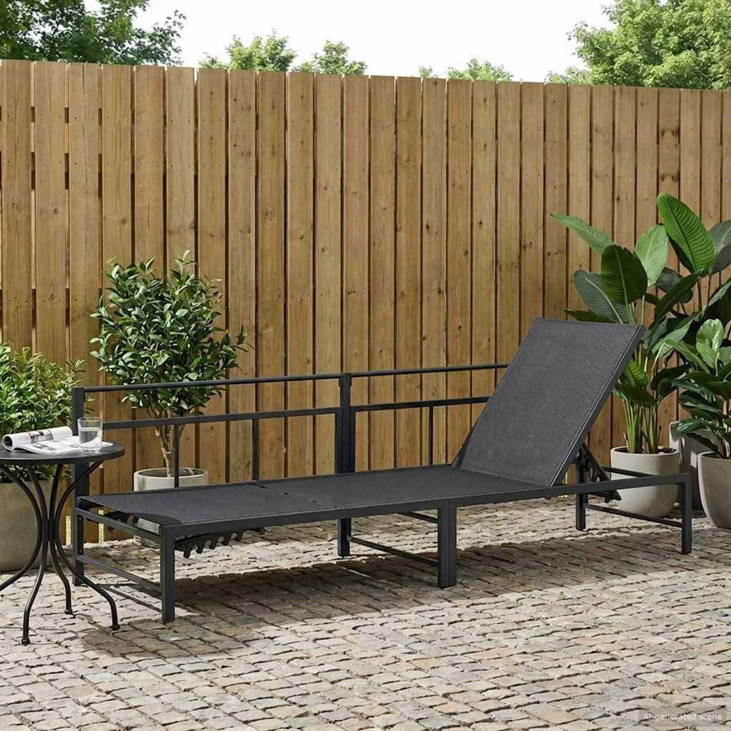 vidaXL Sonnenliege Schwarz 200 x 62 x 59,5 cm Textilene