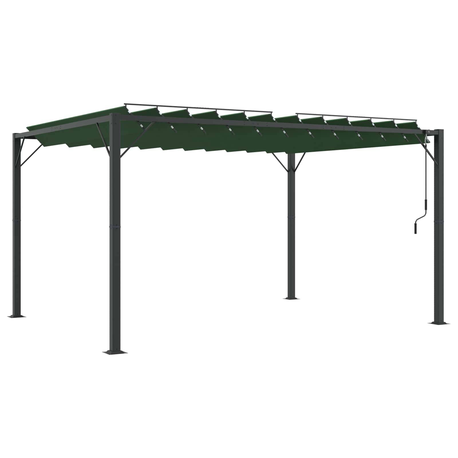 vidaXL Gazebo mit Lamellen-Dach Grün 3 x 4 x 2,14 m