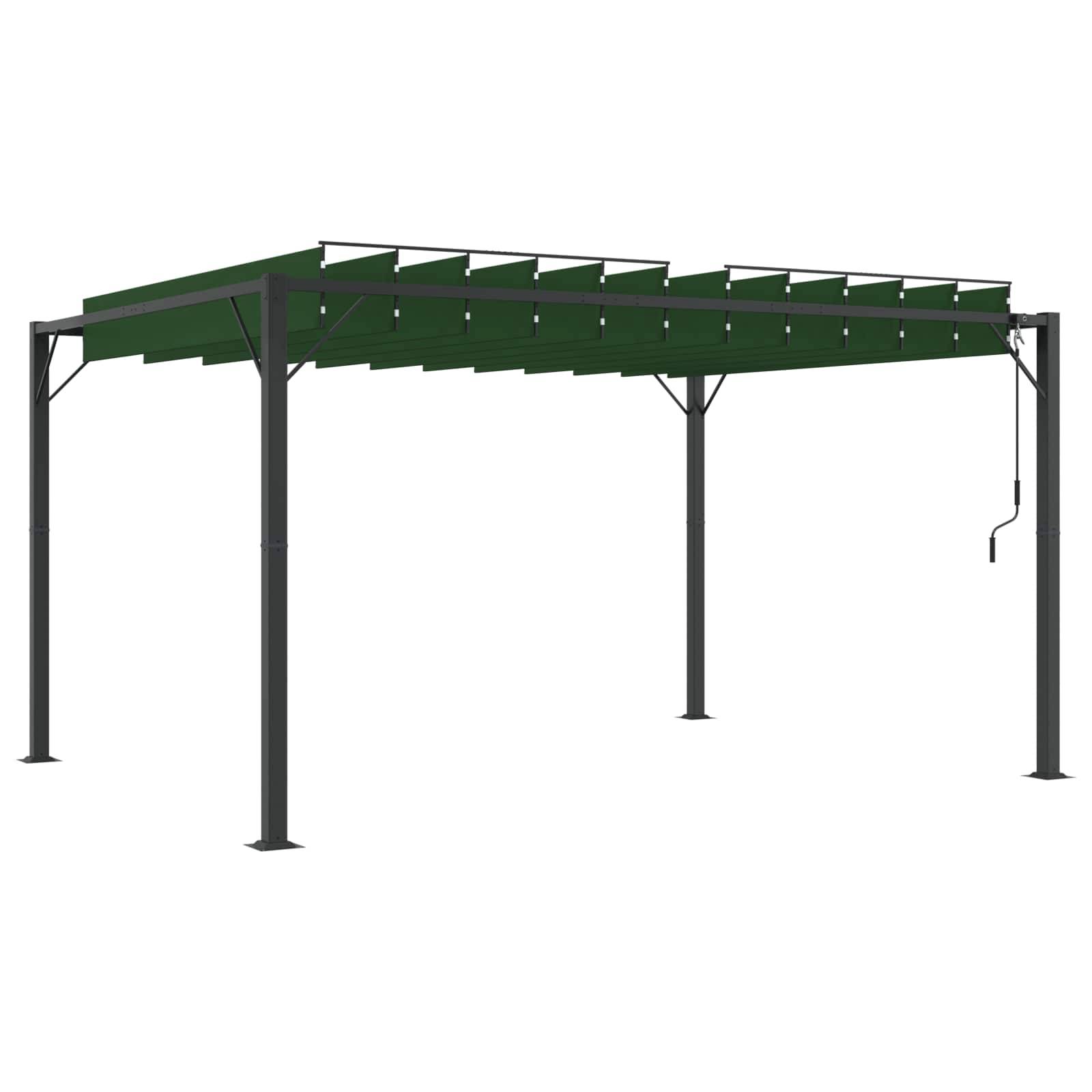 vidaXL Gazebo mit Lamellen-Dach Grün 3 x 4 x 2,14 m