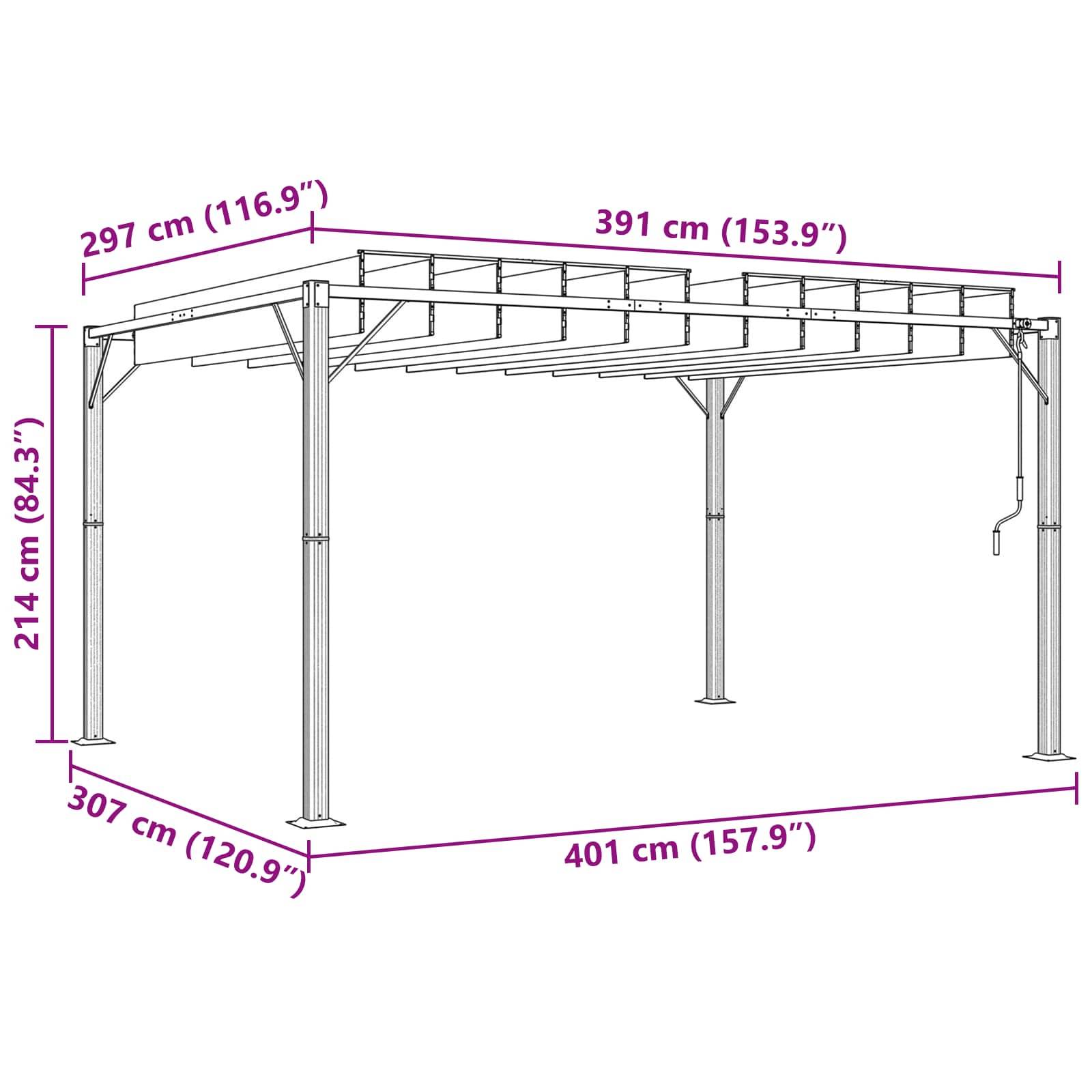 vidaXL Gazebo mit Lamellen-Dach Grün 3 x 4 x 2,14 m