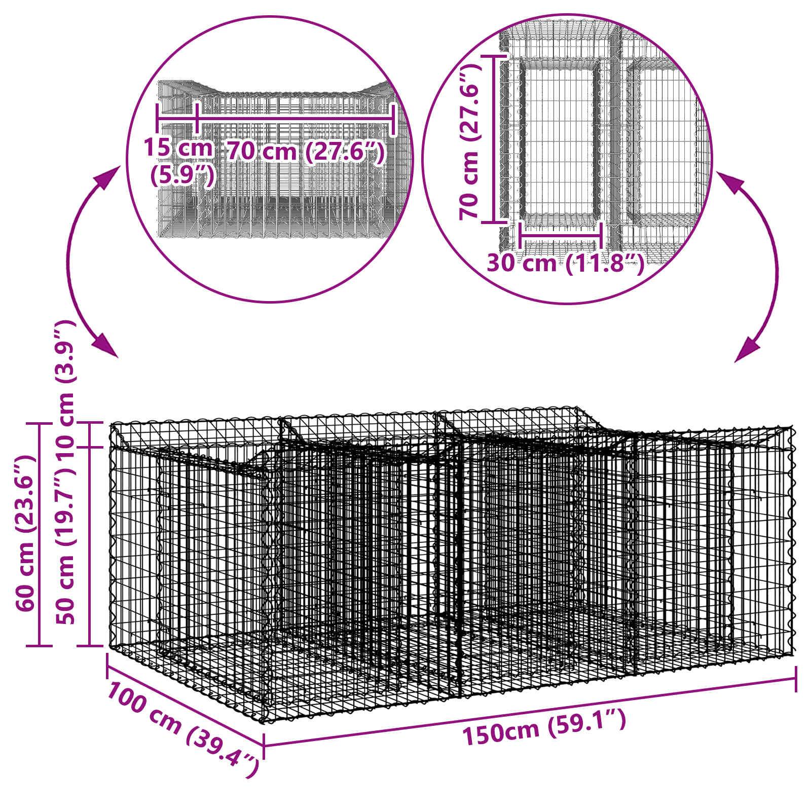 vidaXL Gabionen-Hochbeet Silber