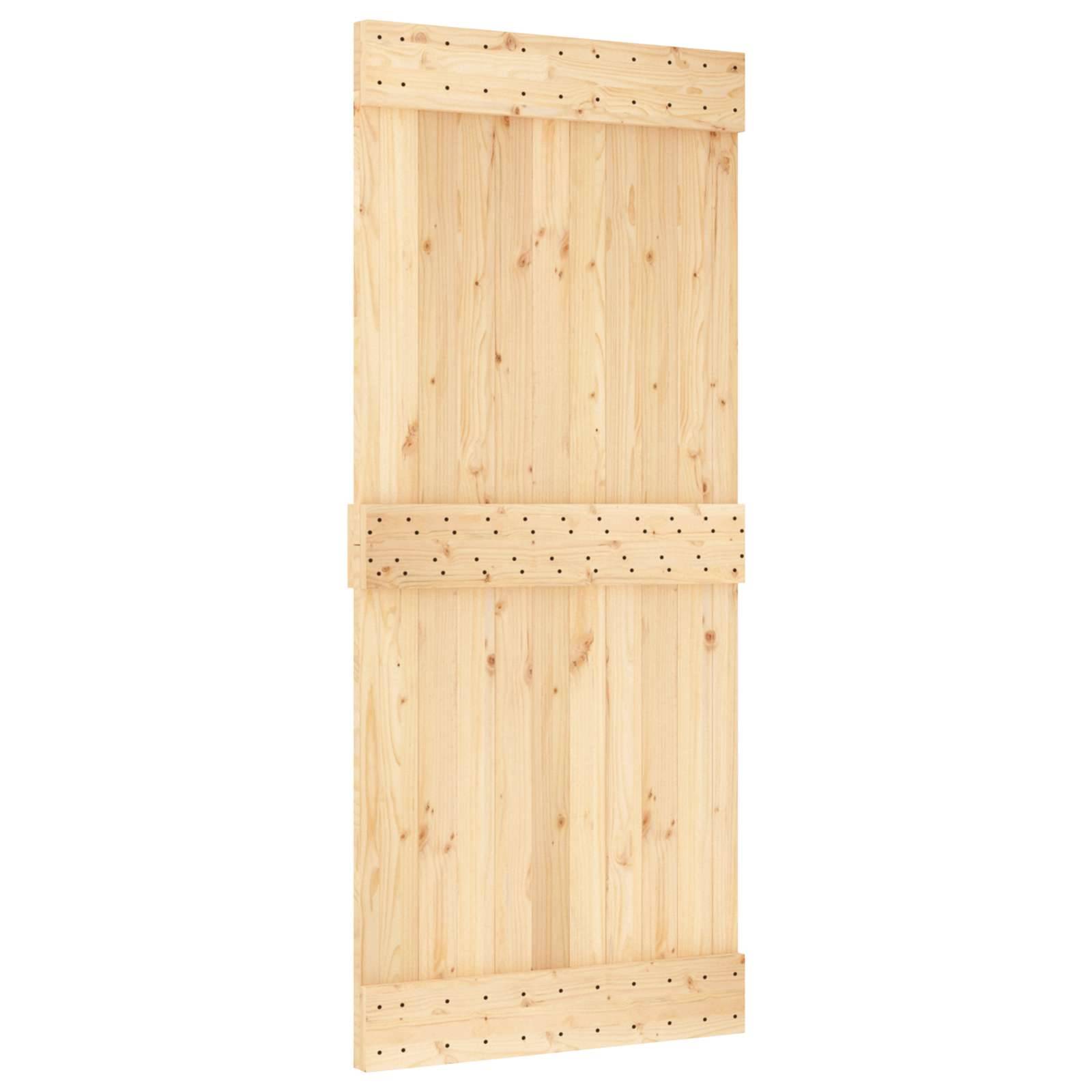 vidaXL Schiebetür Natürlich und Weiß 90 x 210 cm Massivkiefer
