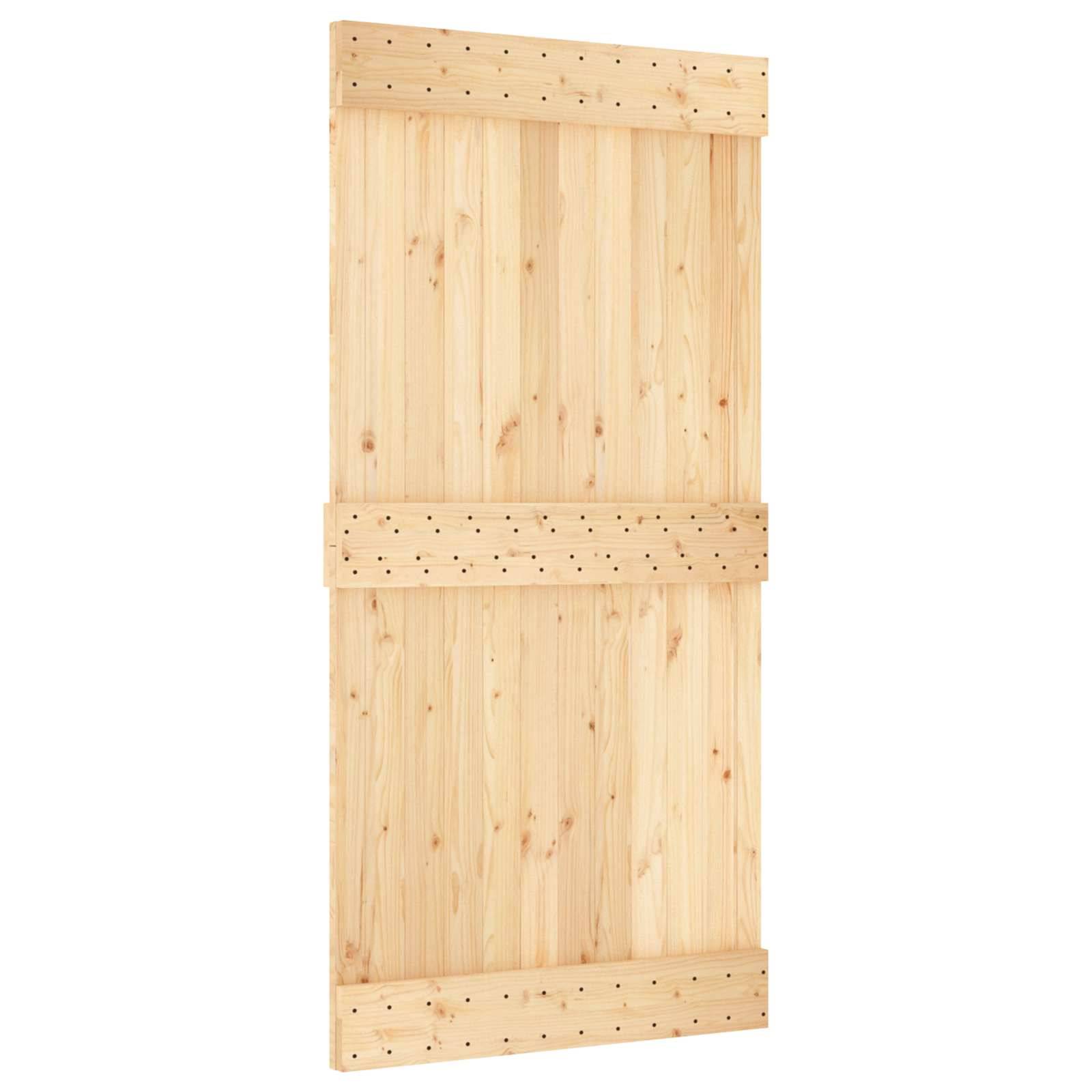 vidaXL Schiebetür Natürlich und Weiß 100 x 210 cm Massivkiefer