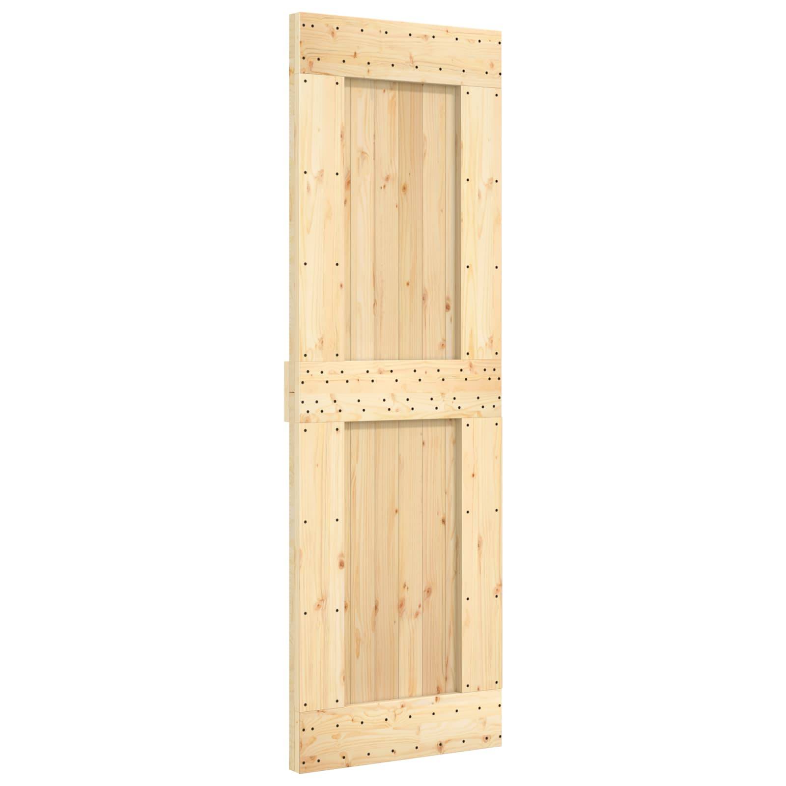 vidaXL Schiebetür Natürlich und Weiß 70 x 210 cm Massivkiefer