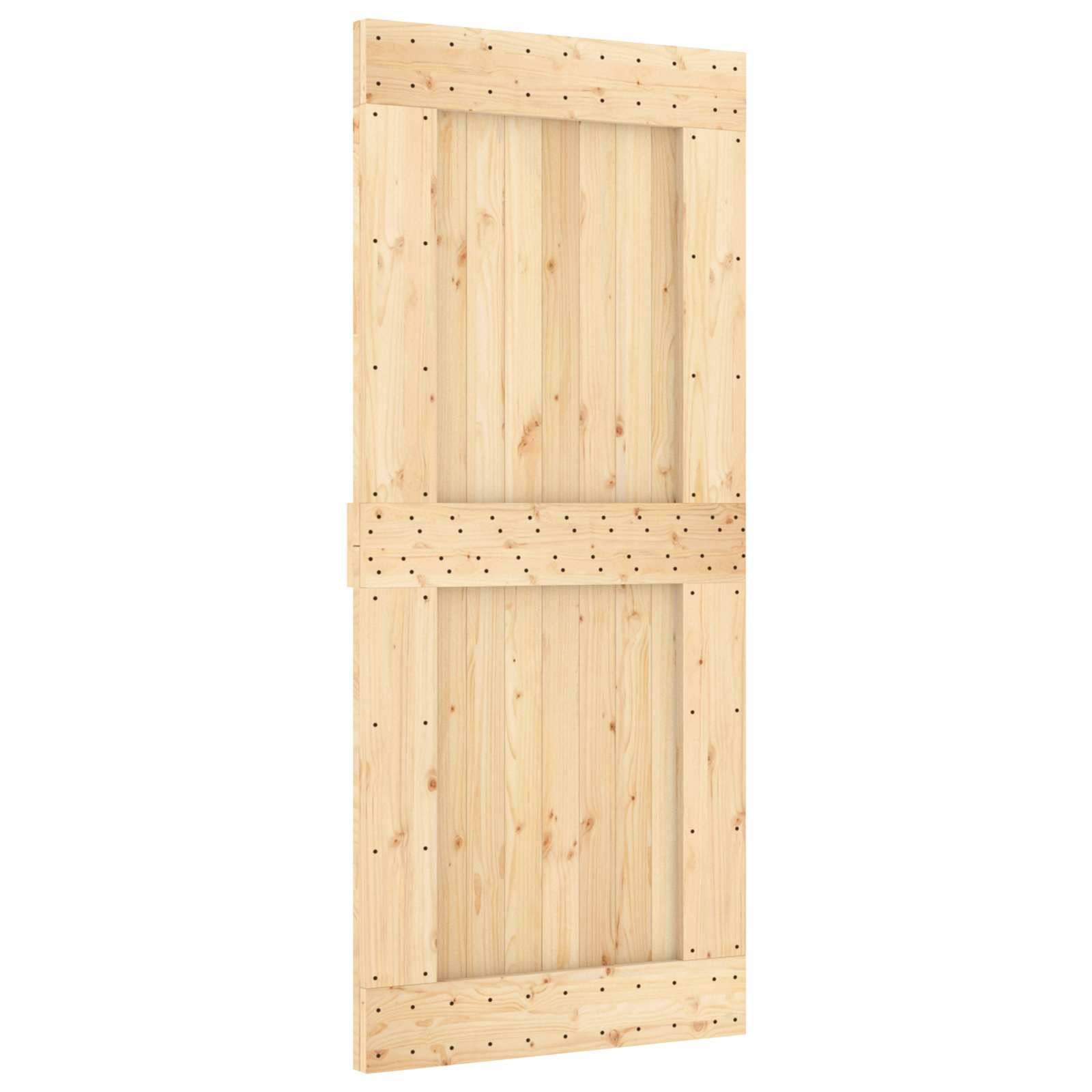 vidaXL Schiebetür Natürlich und Weiß 90 x 210 cm Massivkiefer