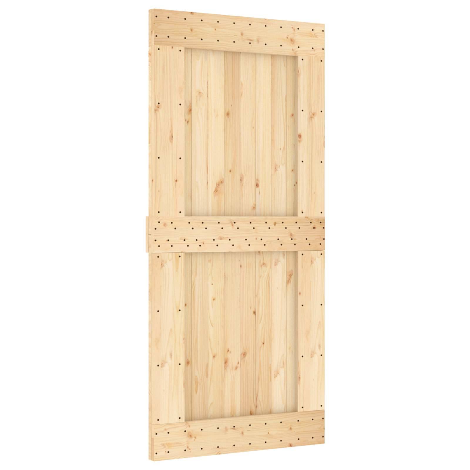 vidaXL Schiebetür Natürlich und Schwarz 95 x 210 cm Massivkiefer