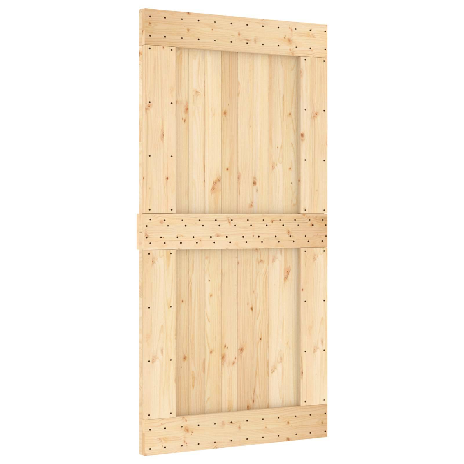 vidaXL Schiebetür Natürlich und Schwarz 100 x 210 cm Massivkiefer