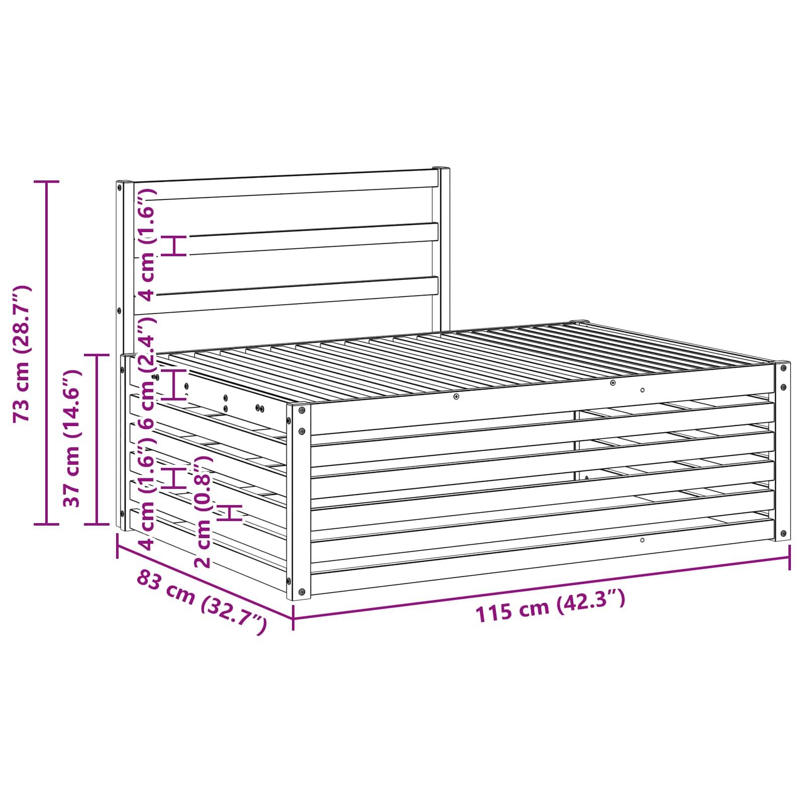 vidaXL Outdoor Endsofa Weiß 115 x 83 x 73 cm Massivholz Akazie