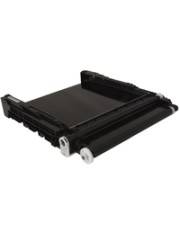 Schwarze Druckertrommelneinheit mit Metallrollen und rechteckiger Form, die in Laserdruckern zum Übertragen von Toner auf Papier verwendet wird.