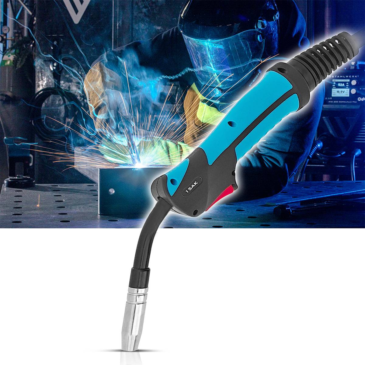 MIG MAG Schweißbrenner AK 15 Schweißpistole 180 A mit Brennerhalter