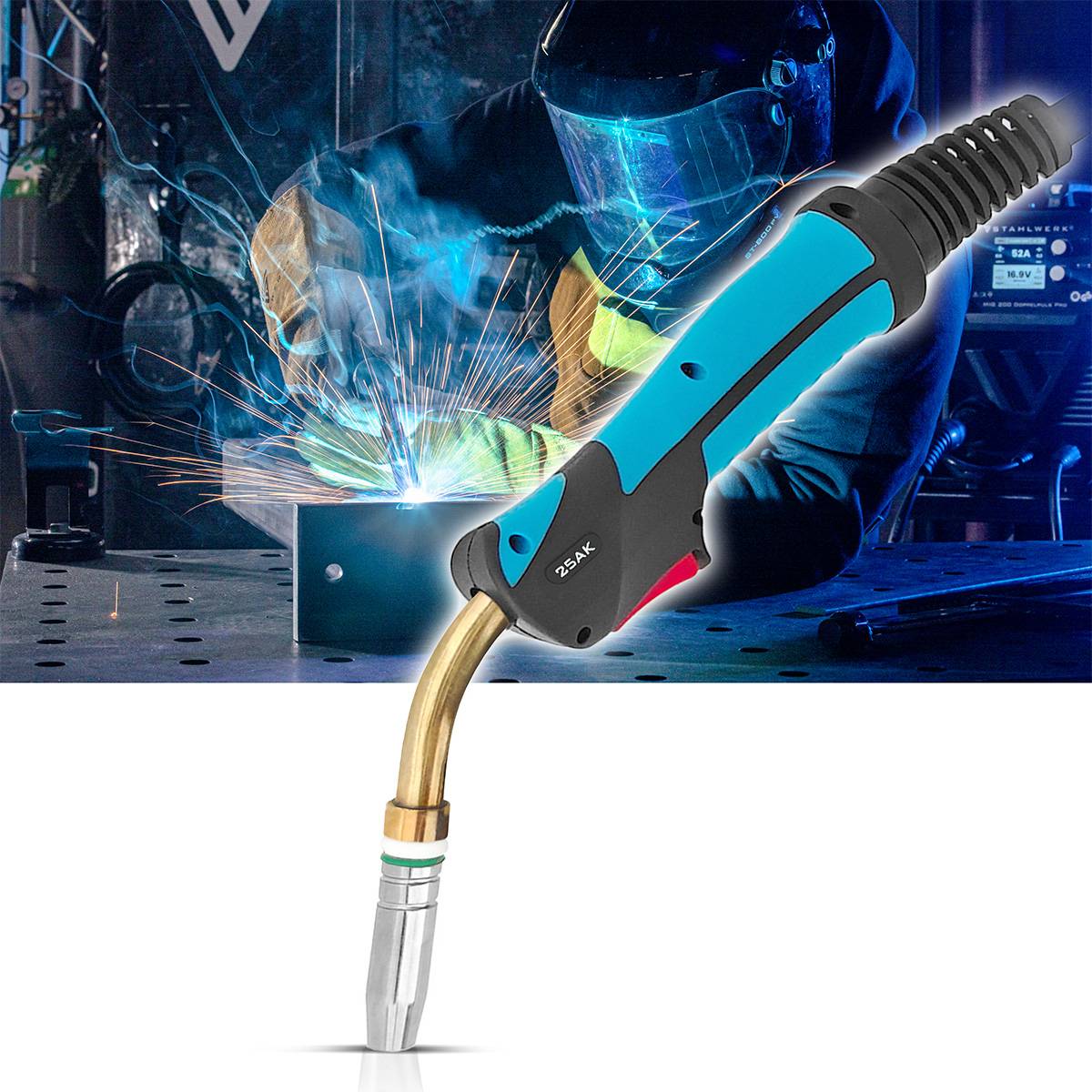 MIG MAG Schweißbrenner AK 25 Schweißpistole 230 A mit Brennerhalter