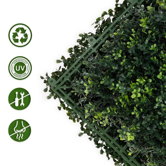 FLOORDIREKT Pflanzenwand Boxwood - Natürliches, pflegefreies Kunstpflanzen-Panel - Sonnenbeständig & individuell erweiterbar - 50 × 50 cm