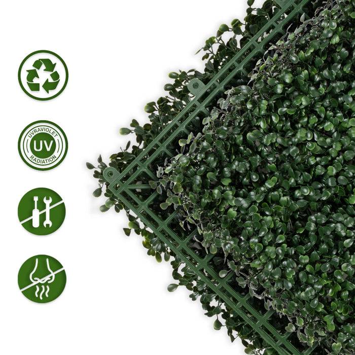 FLOORDIREKT Pflanzenwand Boxwood Dark-Green - Natürliches, pflegefreies Kunstpflanzen-Panel - Sonnenbeständig & individuell erweiterbar - 50 × 50??