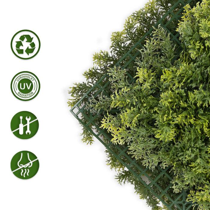 FLOORDIREKT Pflanzenwand Houttuynia-cordata - Natürliches, pflegefreies Kunstpflanzen-Panel - Sonnenbeständig & individuell erweiterbar - 50 × 50??