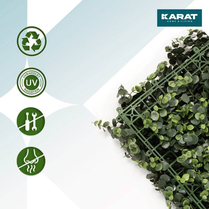 FLOORDIREKT Pflanzenwand Eucalyptus - Natürliches, pflegefreies Kunstpflanzen-Panel - Sonnenbeständig & individuell erweiterbar - 50 × 50 cm