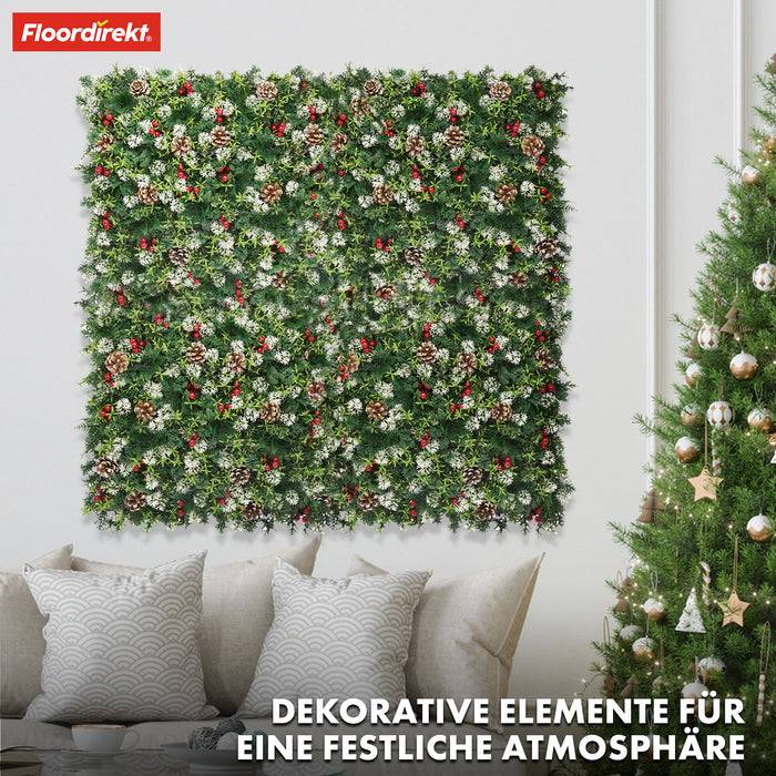 FLOORDIREKT Pflanzenwand Festive - Natürliches, pflegefreies Kunstpflanzen-Panel - Sonnenbeständig & individuell erweiterbar - 50 × 50 cm