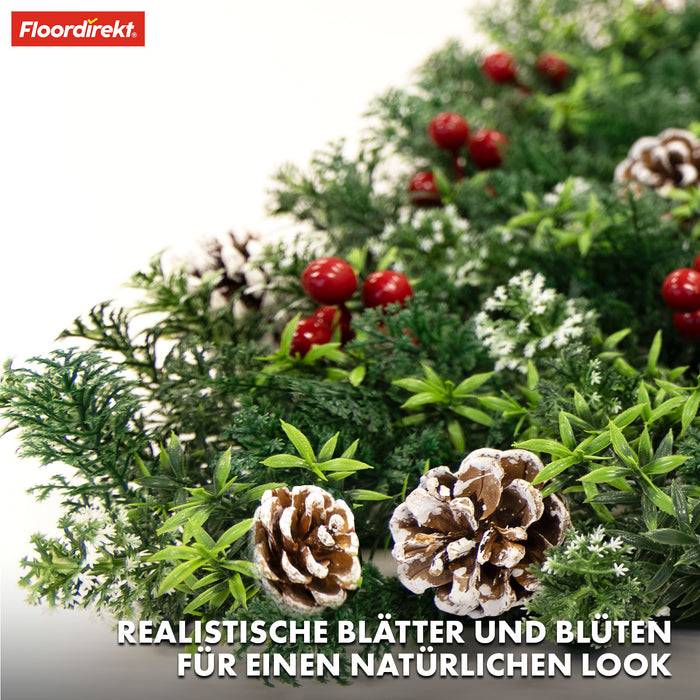 FLOORDIREKT Pflanzenwand Festive - Natürliches, pflegefreies Kunstpflanzen-Panel - Sonnenbeständig & individuell erweiterbar - 50 × 50 cm