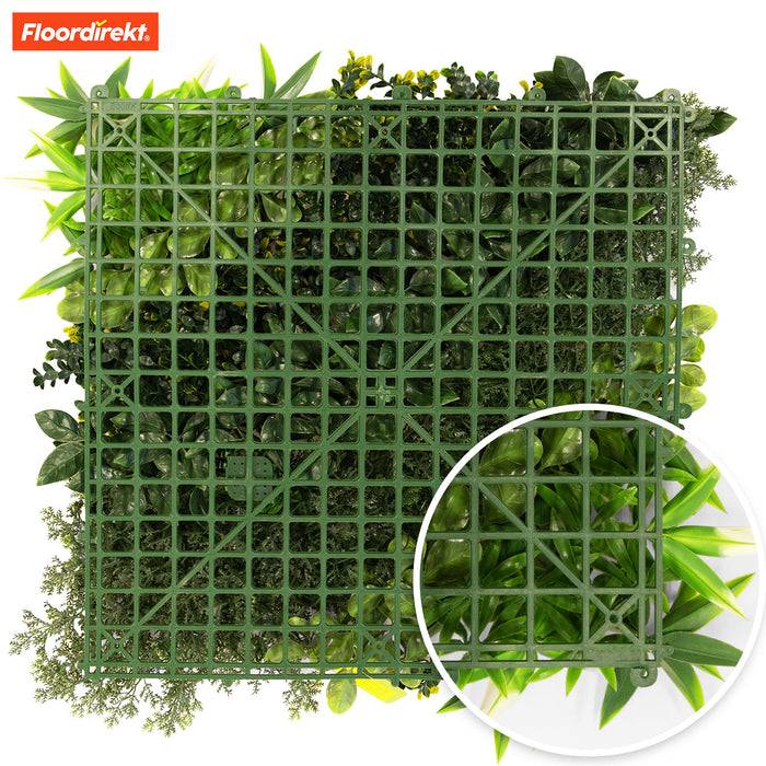 FLOORDIREKT Pflanzenwand Multielements - Natürliches, pflegefreies Kunstpflanzen-Panel - Sonnenbeständig & individuell erweiterbar - 50 × 50 cm
