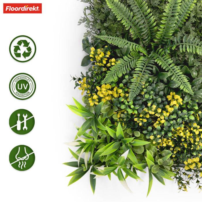 FLOORDIREKT Pflanzenwand Multielements - Natürliches, pflegefreies Kunstpflanzen-Panel - Sonnenbeständig & individuell erweiterbar - 50 × 50 cm