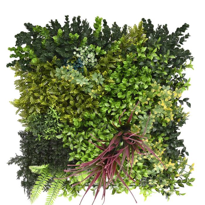 FLOORDIREKT Pflanzenwand Heaven Blue - Natürliches, pflegefreies Kunstpflanzen-Panel - Sonnenbeständig & individuell erweiterbar - 50 × 50 cm